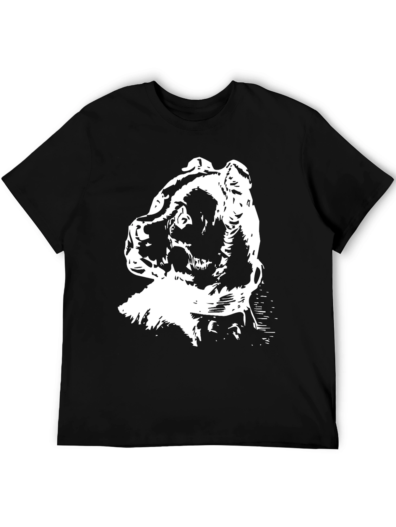 Abstract Bear Graphic Print Black T-Shirt