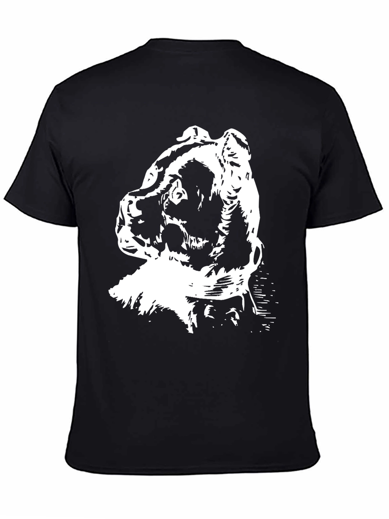 Abstract Bear Graphic Print Black T-Shirt