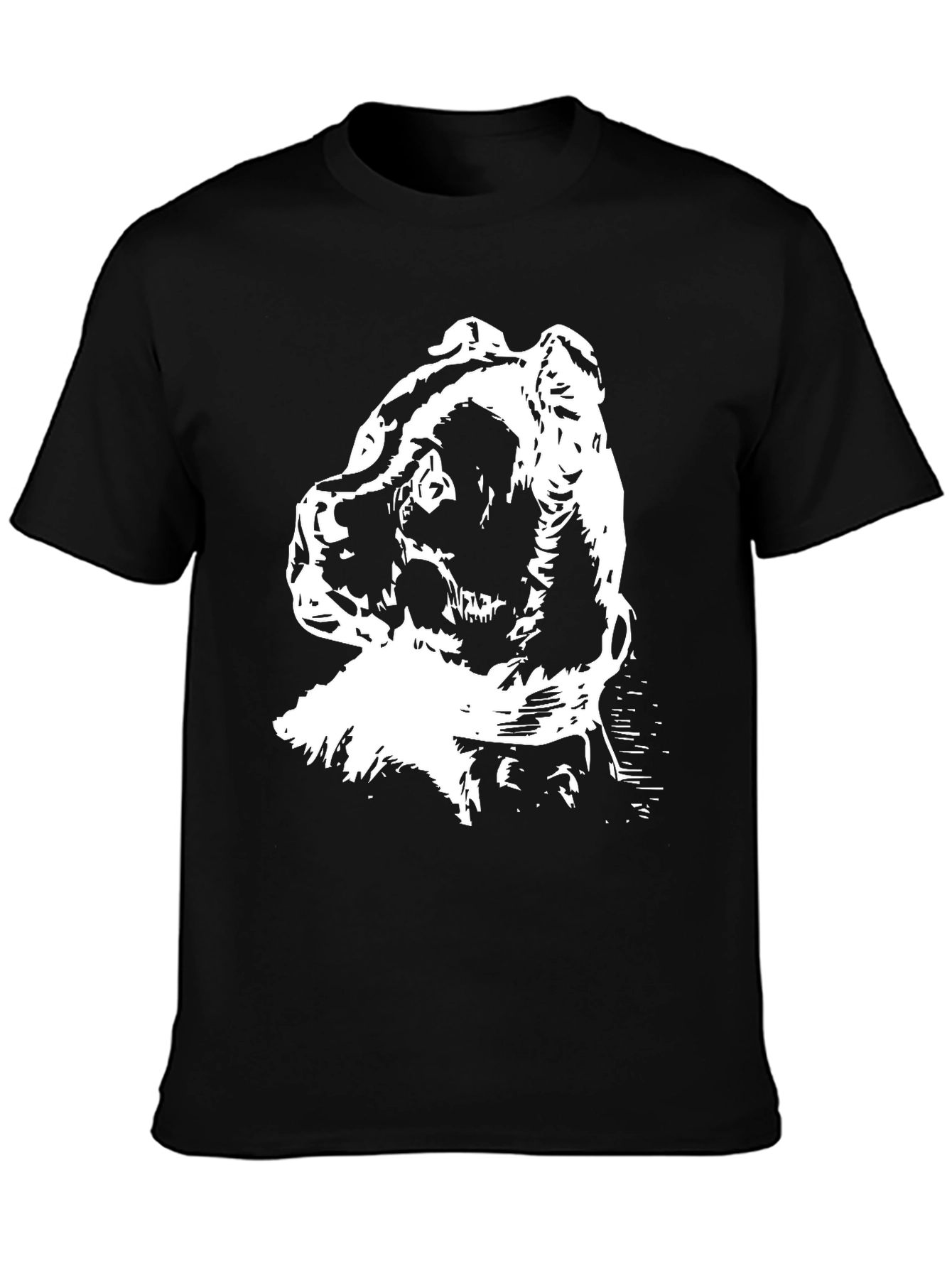 Abstract Bear Graphic Print Black T-Shirt