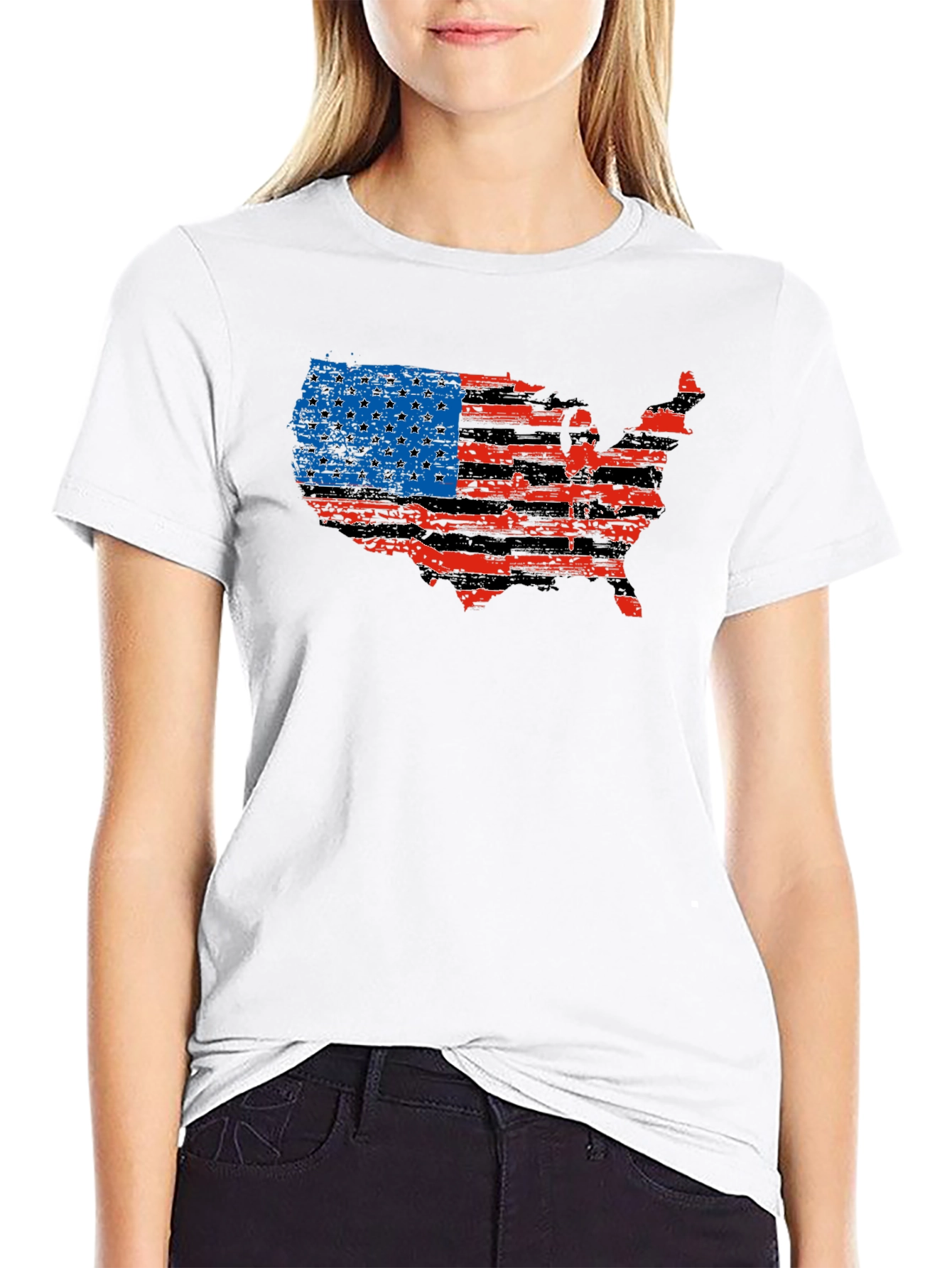 USA Flag Map Graphic T-Shirt