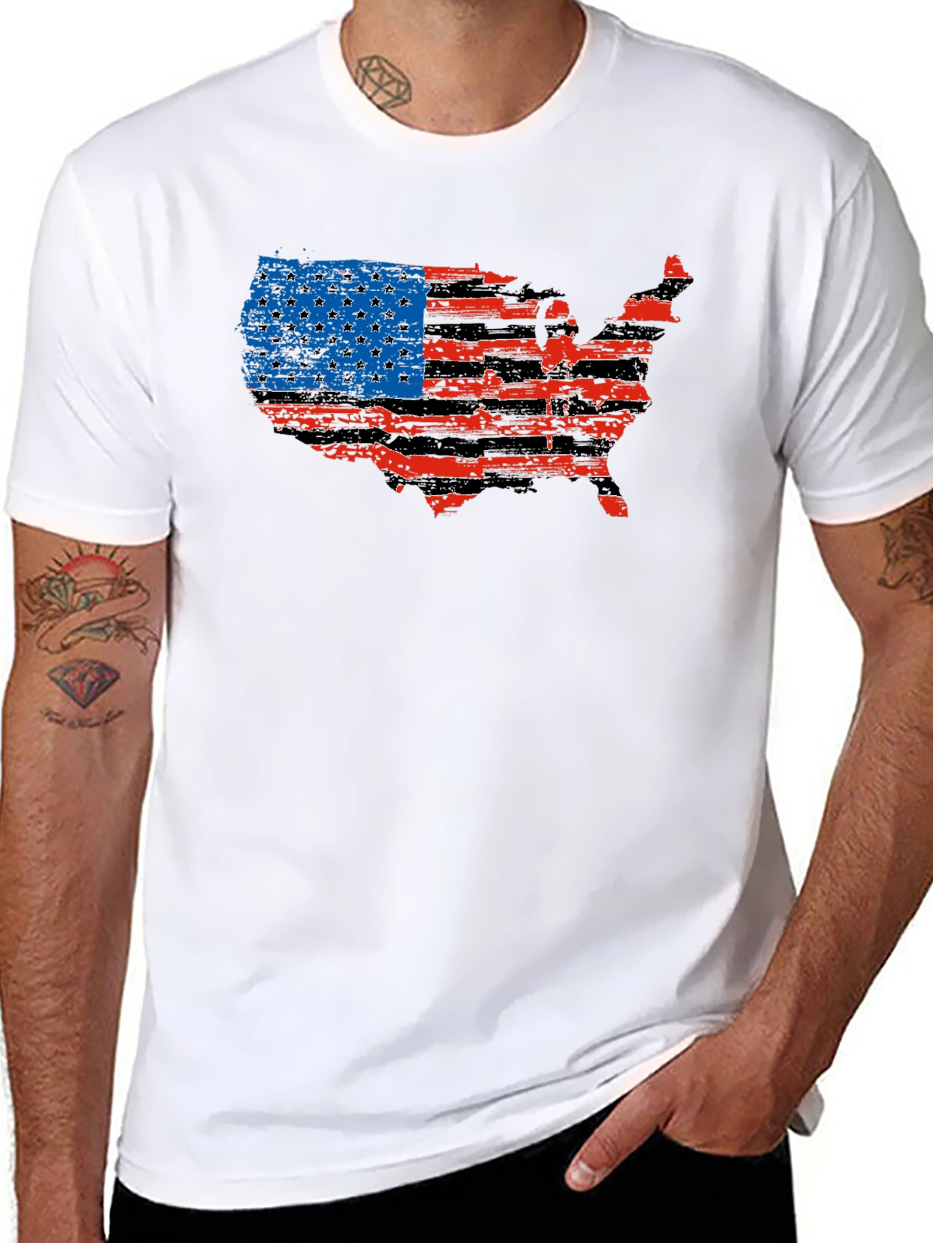 USA Flag Map Graphic T-Shirt