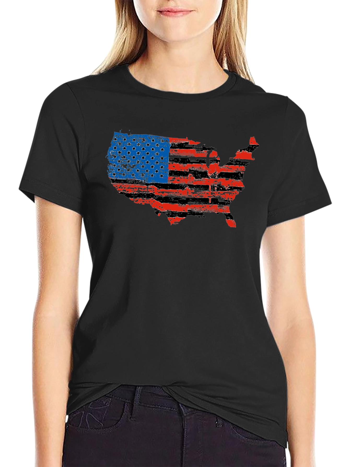 USA Flag Map Graphic T-Shirt
