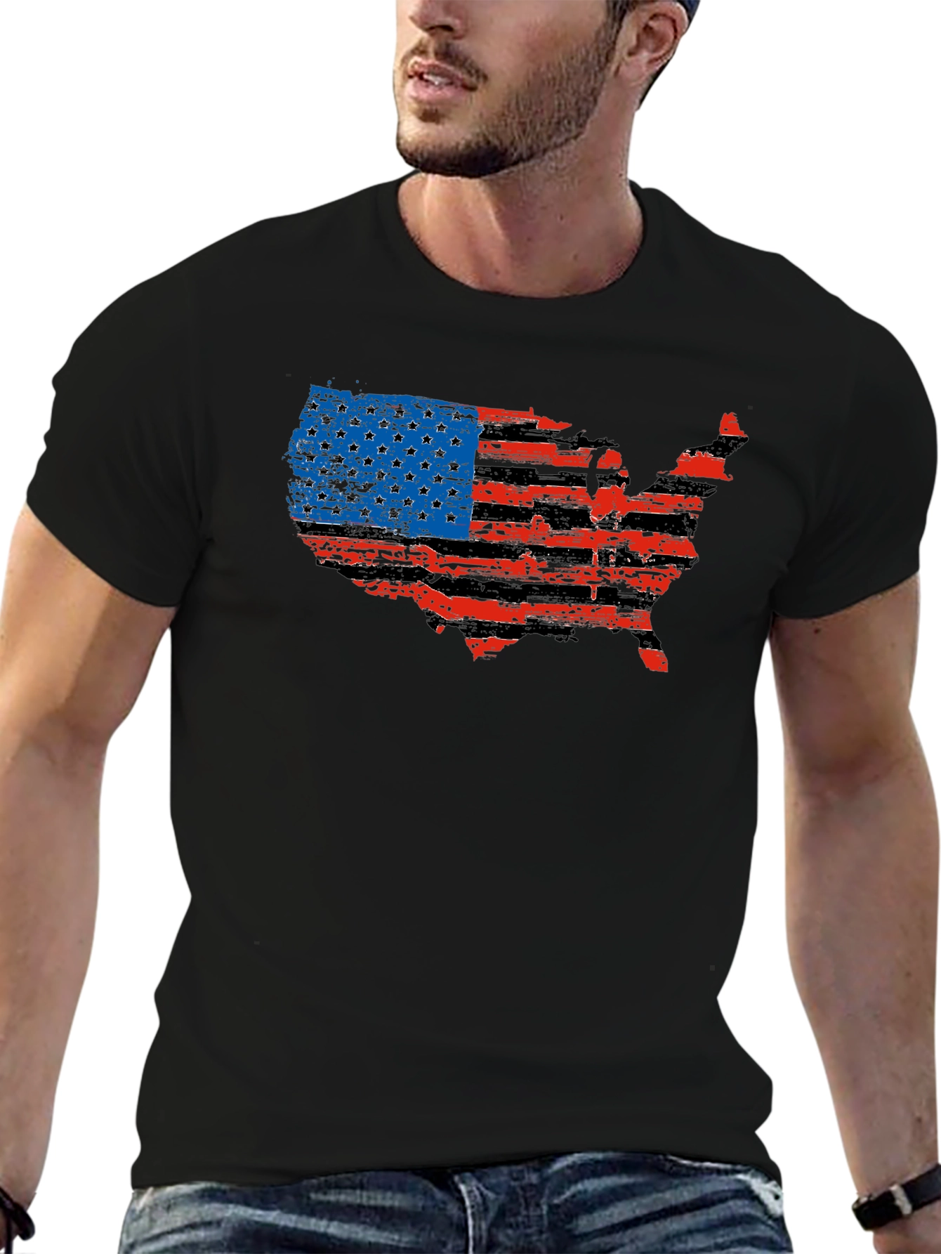 USA Flag Map Graphic T-Shirt