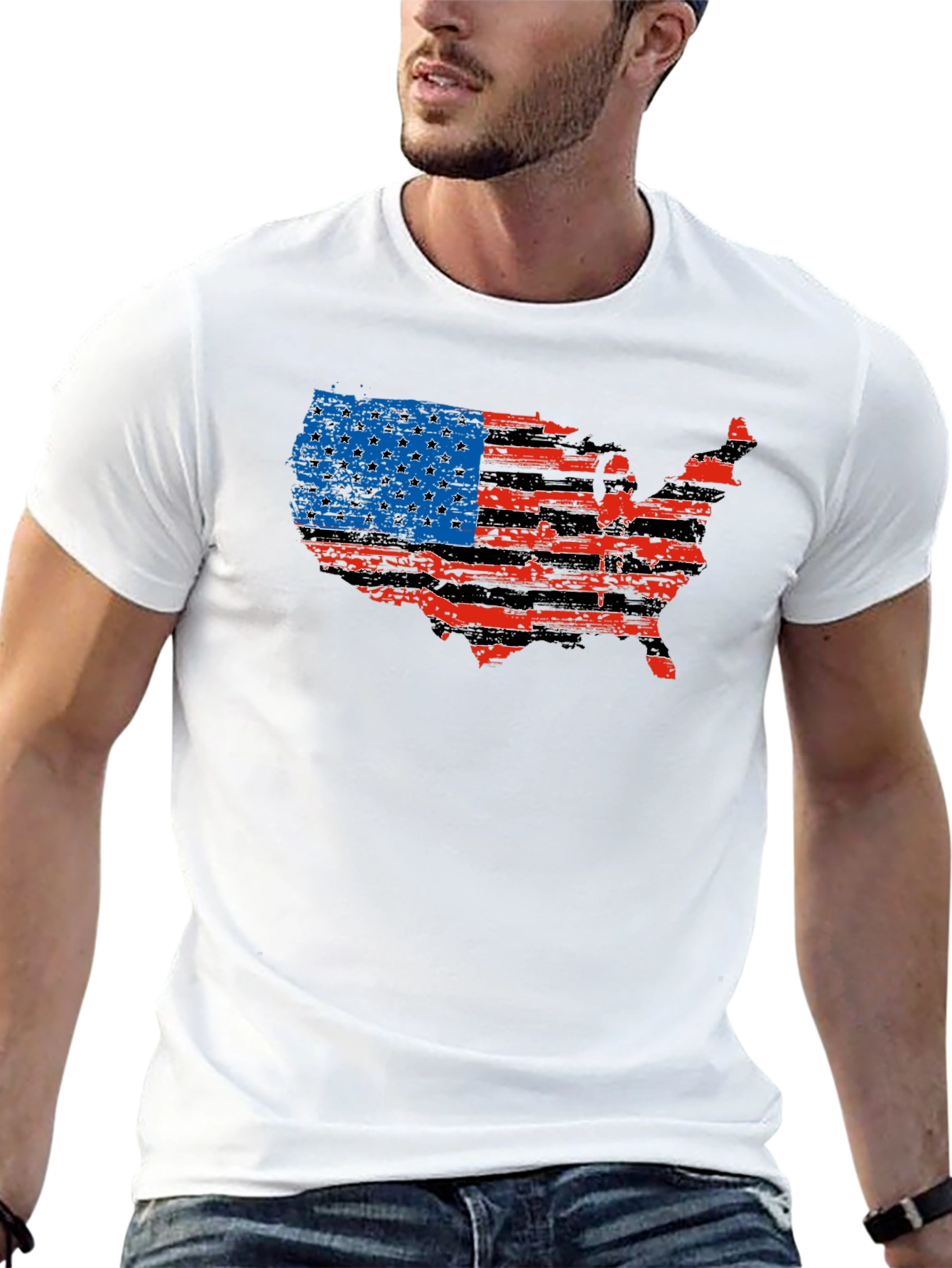 USA Flag Map Graphic T-Shirt