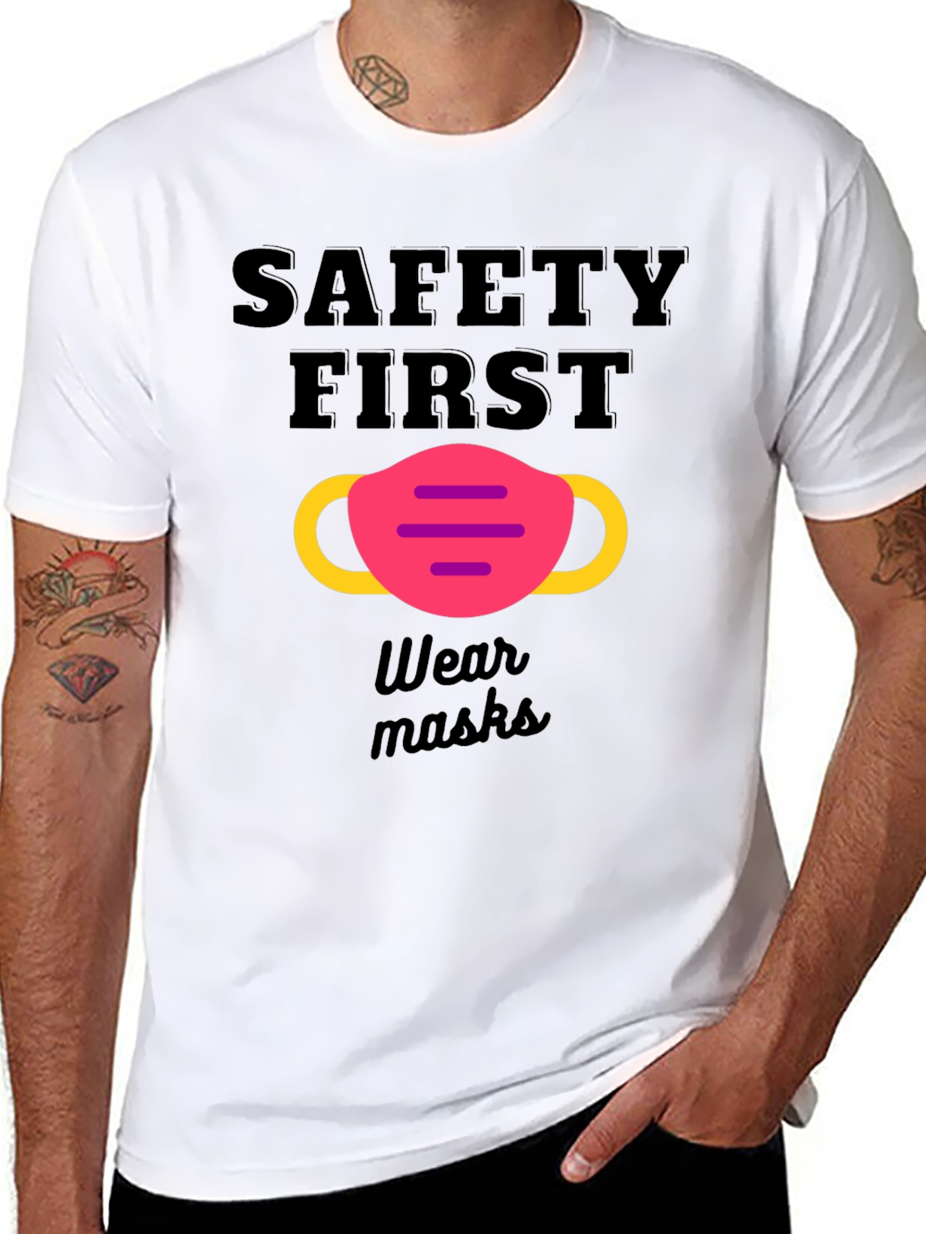 Safety First Wear Mask Graphic T-Shirt