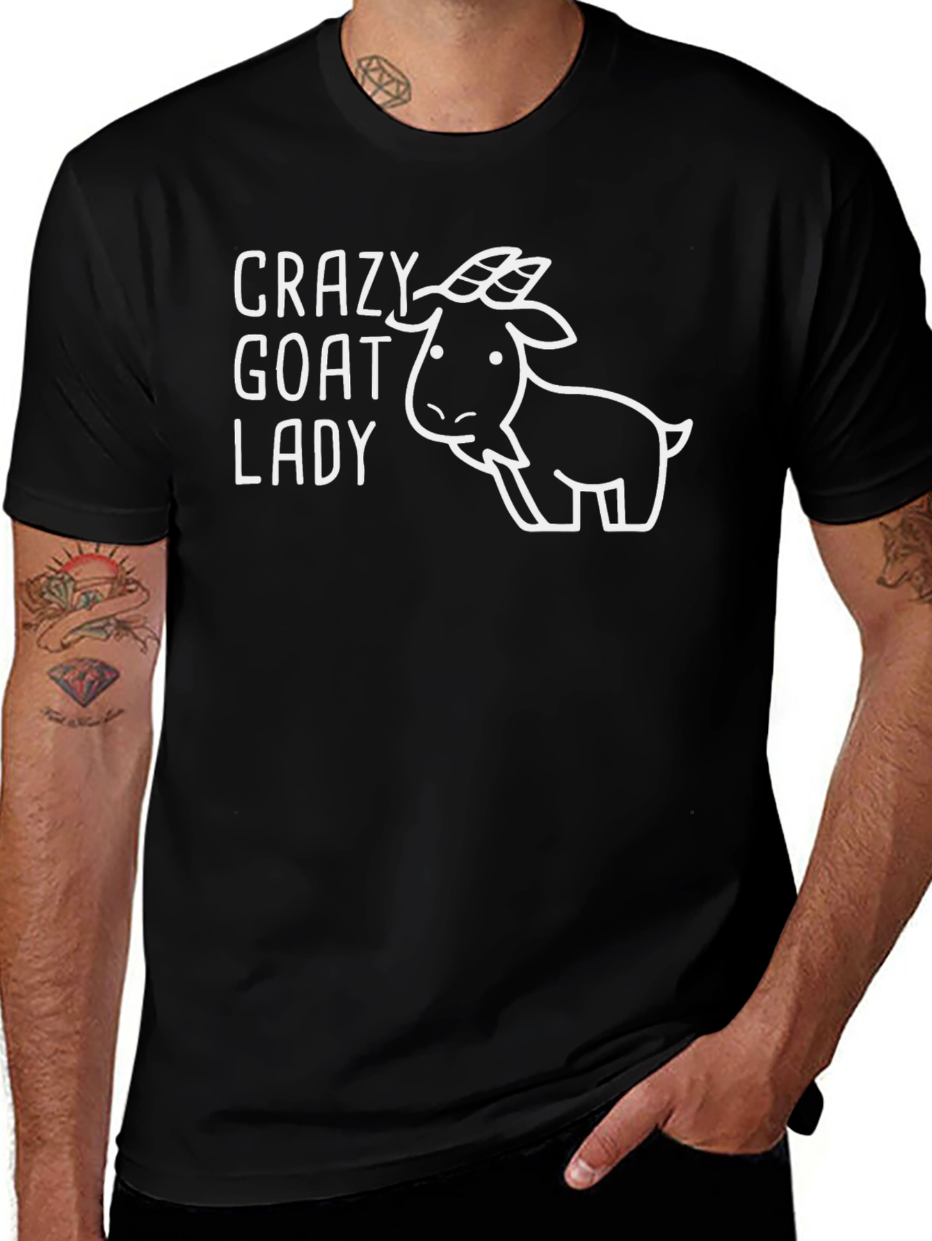 Crazy Goat Lady Graphic Tee - Black Unisex T-Shirt