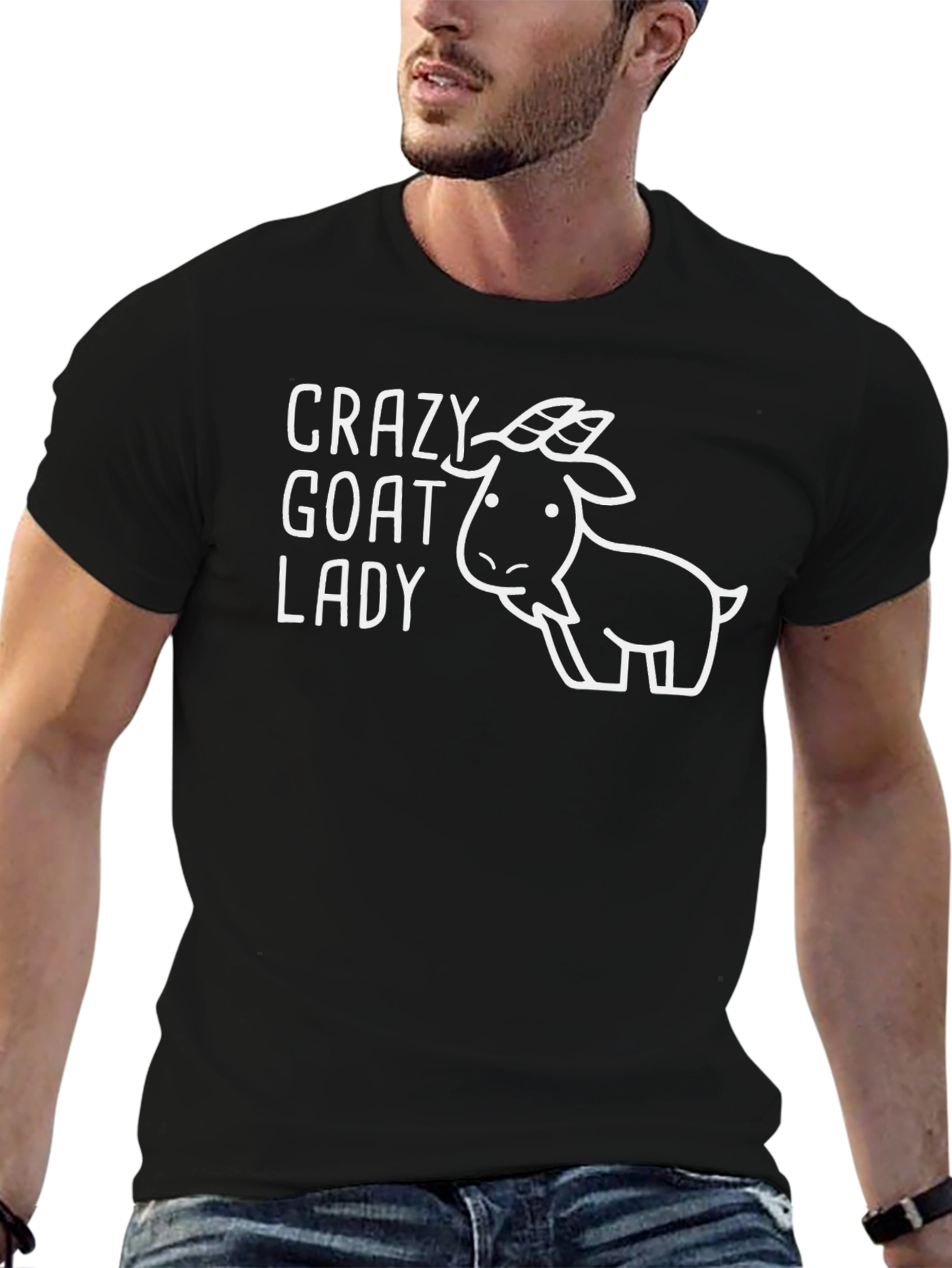 Crazy Goat Lady Graphic Tee - Black Unisex T-Shirt