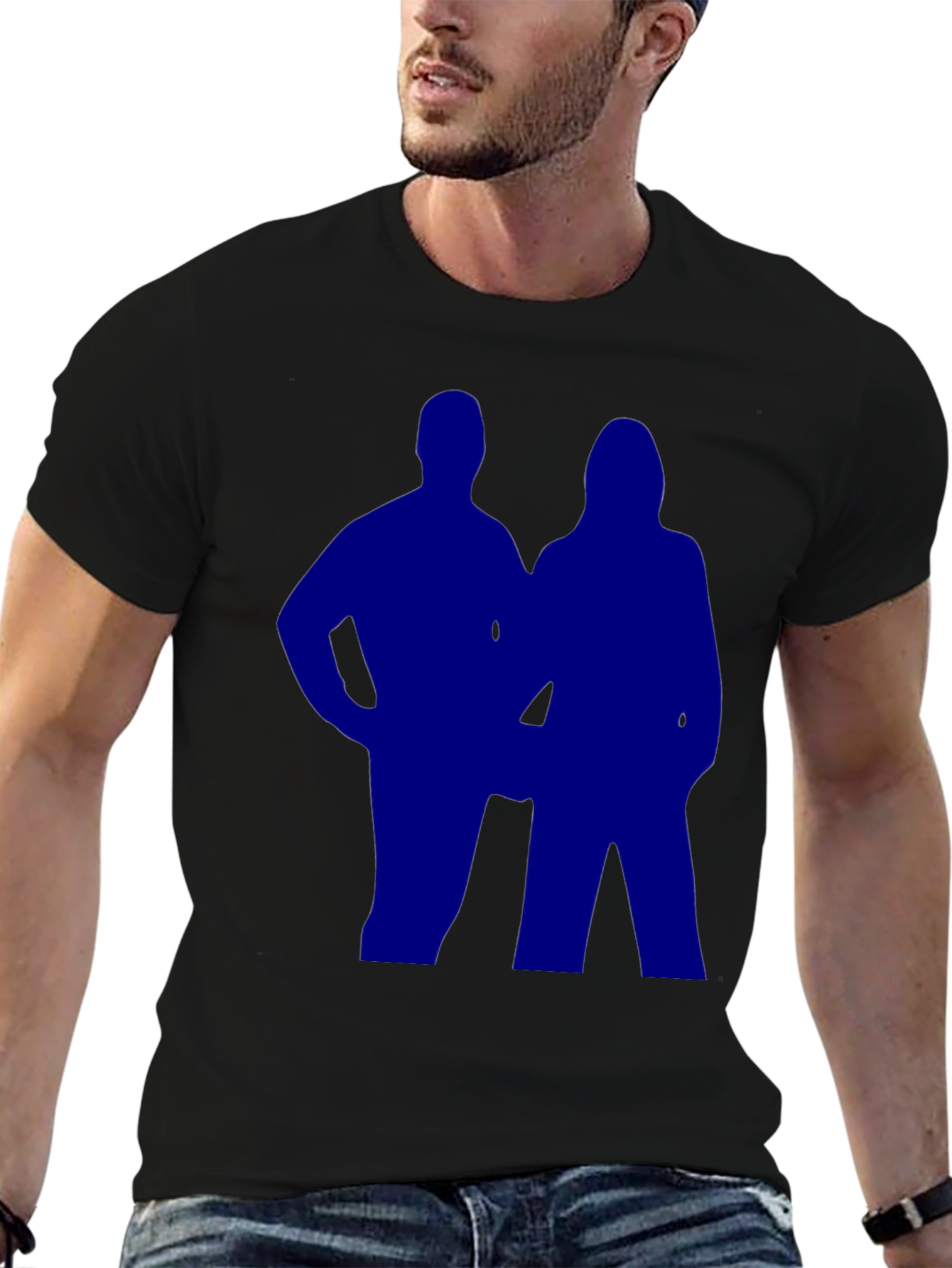 Silhouette Couple Graphic Tee - Black Casual T-Shirt
