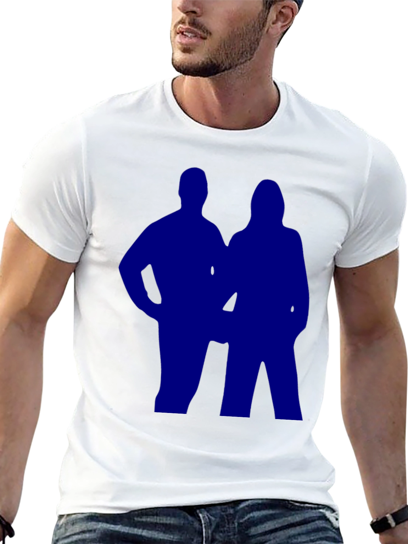 Silhouette Couple Graphic Tee - Black Casual T-Shirt