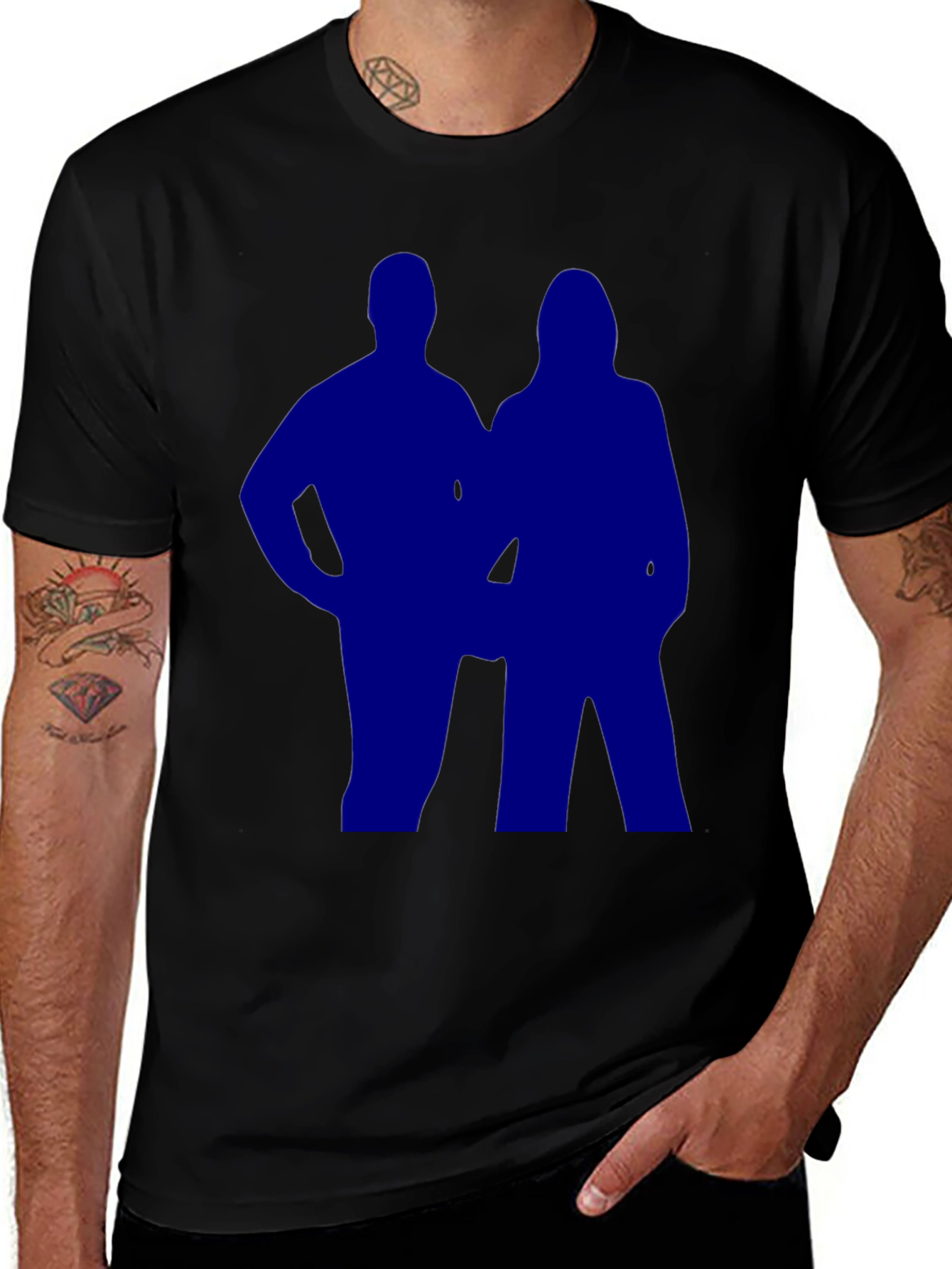 Silhouette Couple Graphic Tee - Black Casual T-Shirt