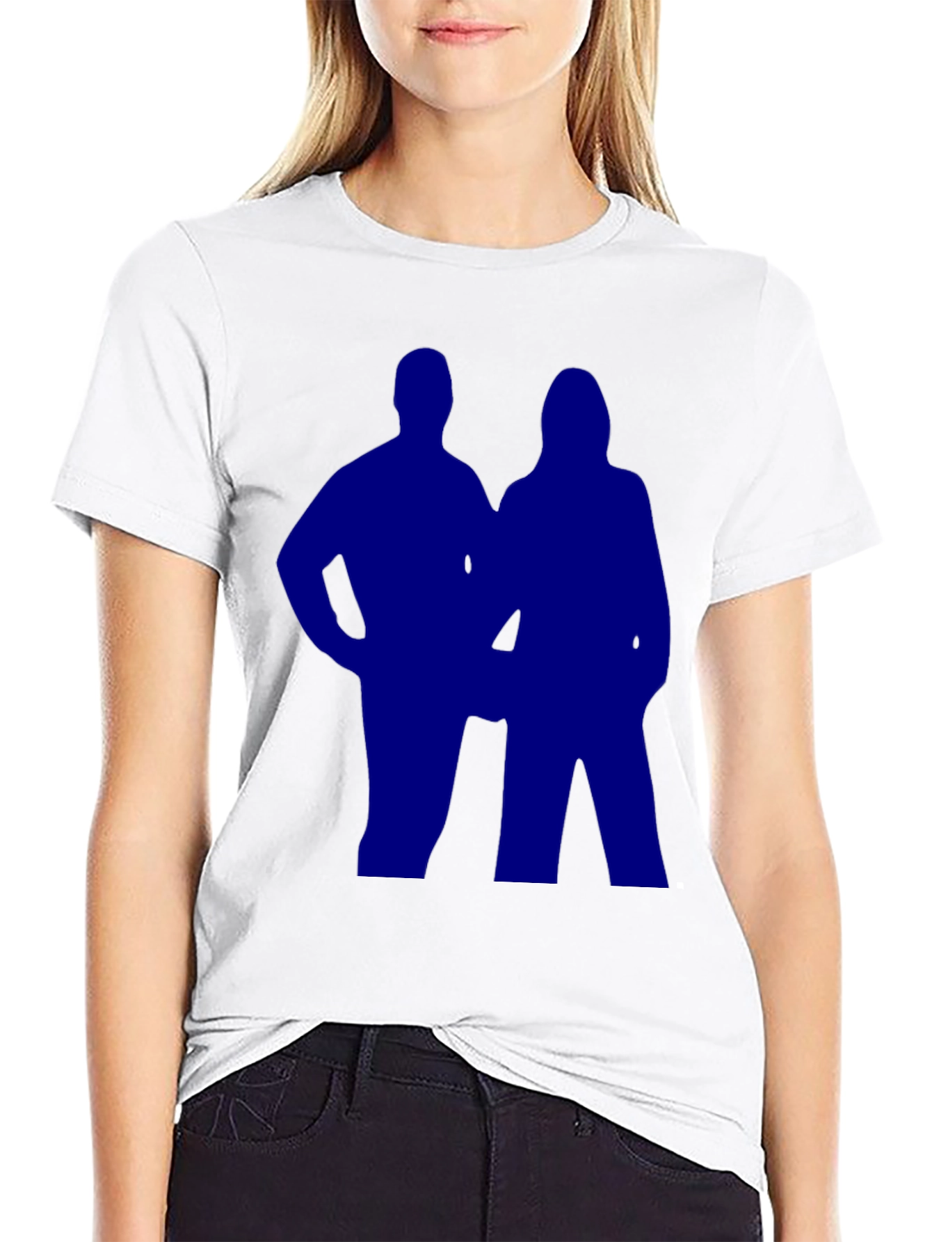 Silhouette Couple Graphic Tee - Black Casual T-Shirt
