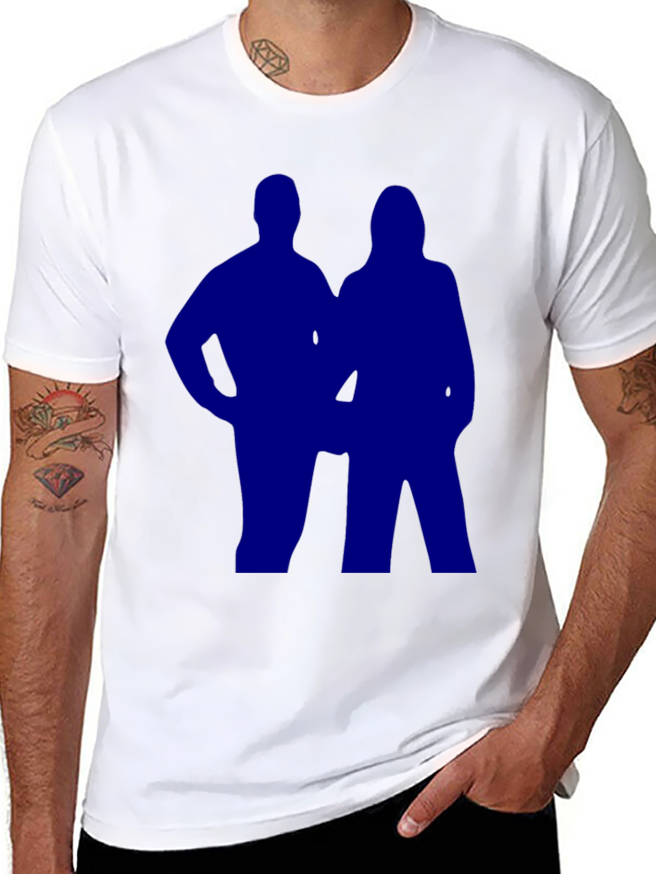 Silhouette Couple Graphic Tee - Black Casual T-Shirt