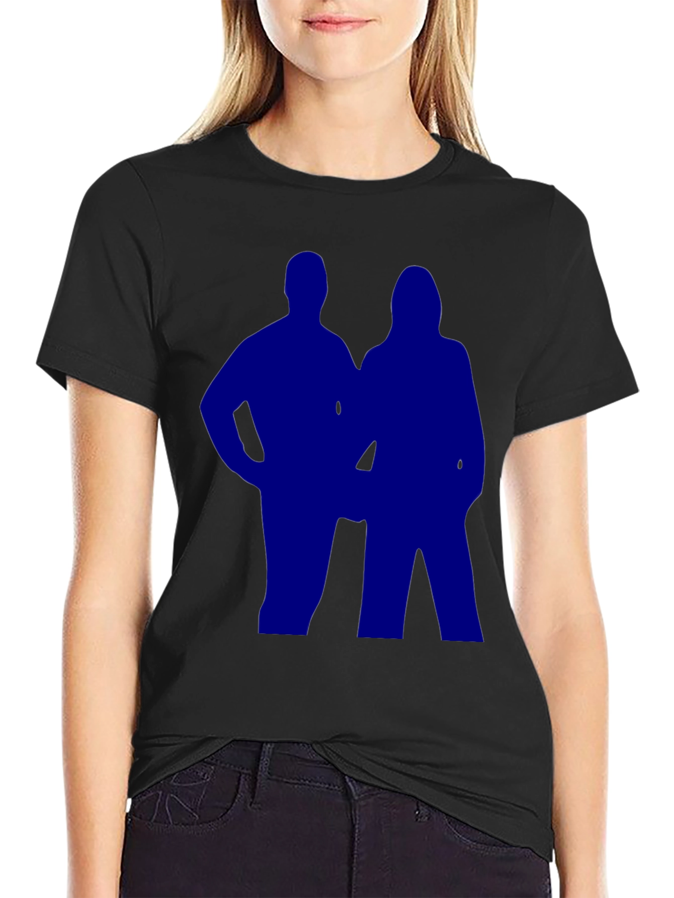 Silhouette Couple Graphic Tee - Black Casual T-Shirt