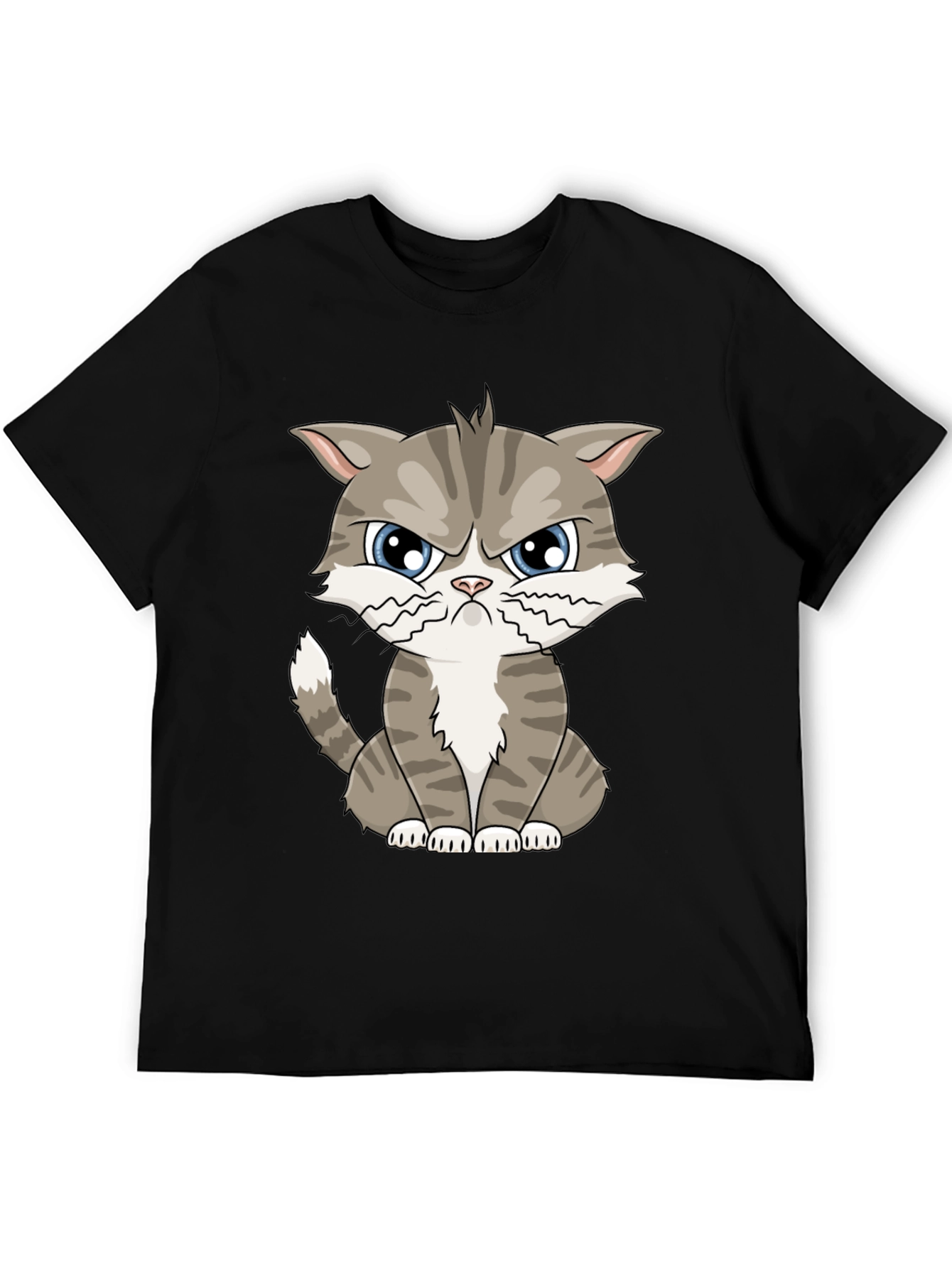 Grumpy Cat Cartoon T-Shirt - Black