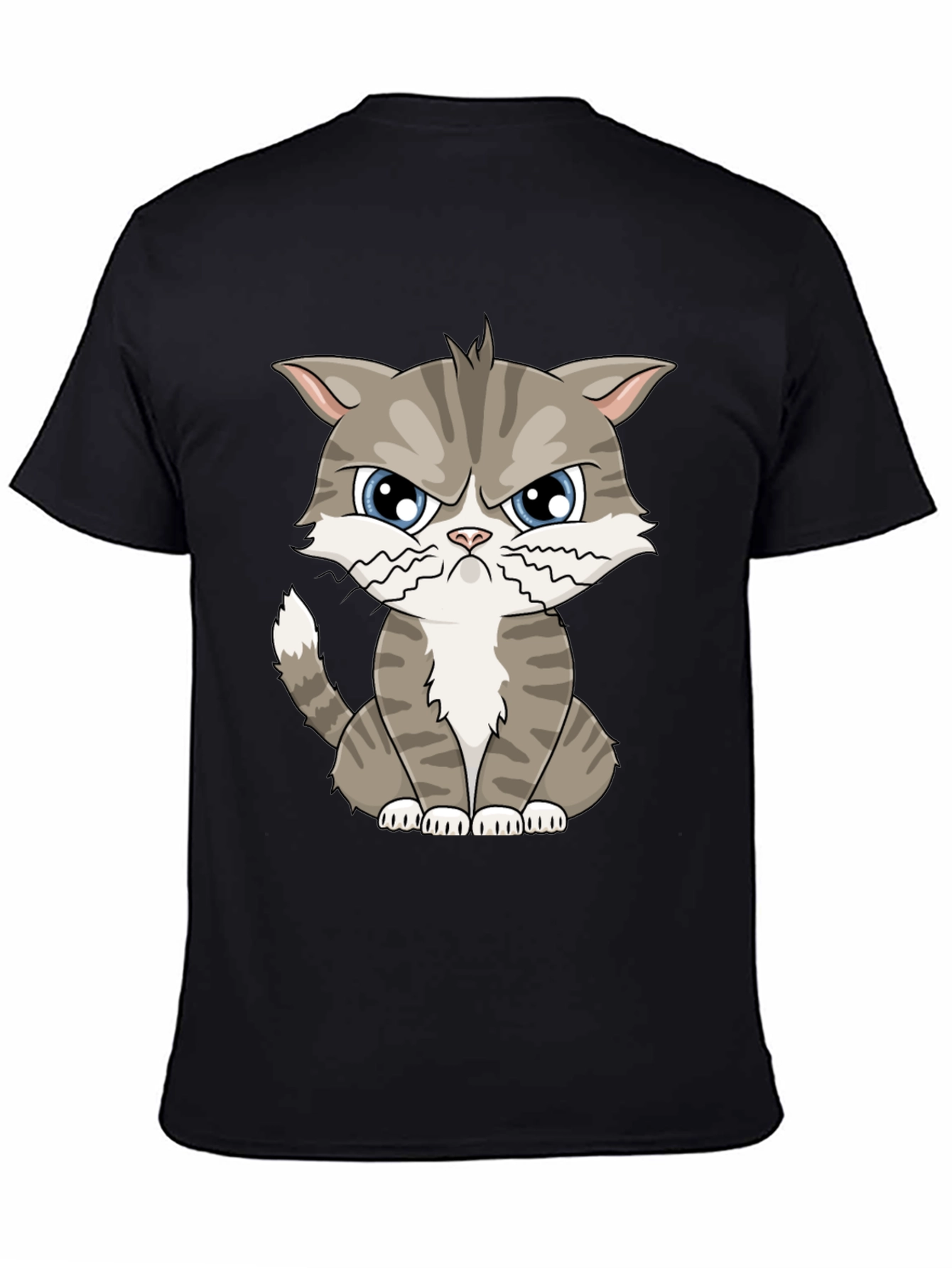 Grumpy Cat Cartoon T-Shirt - Black