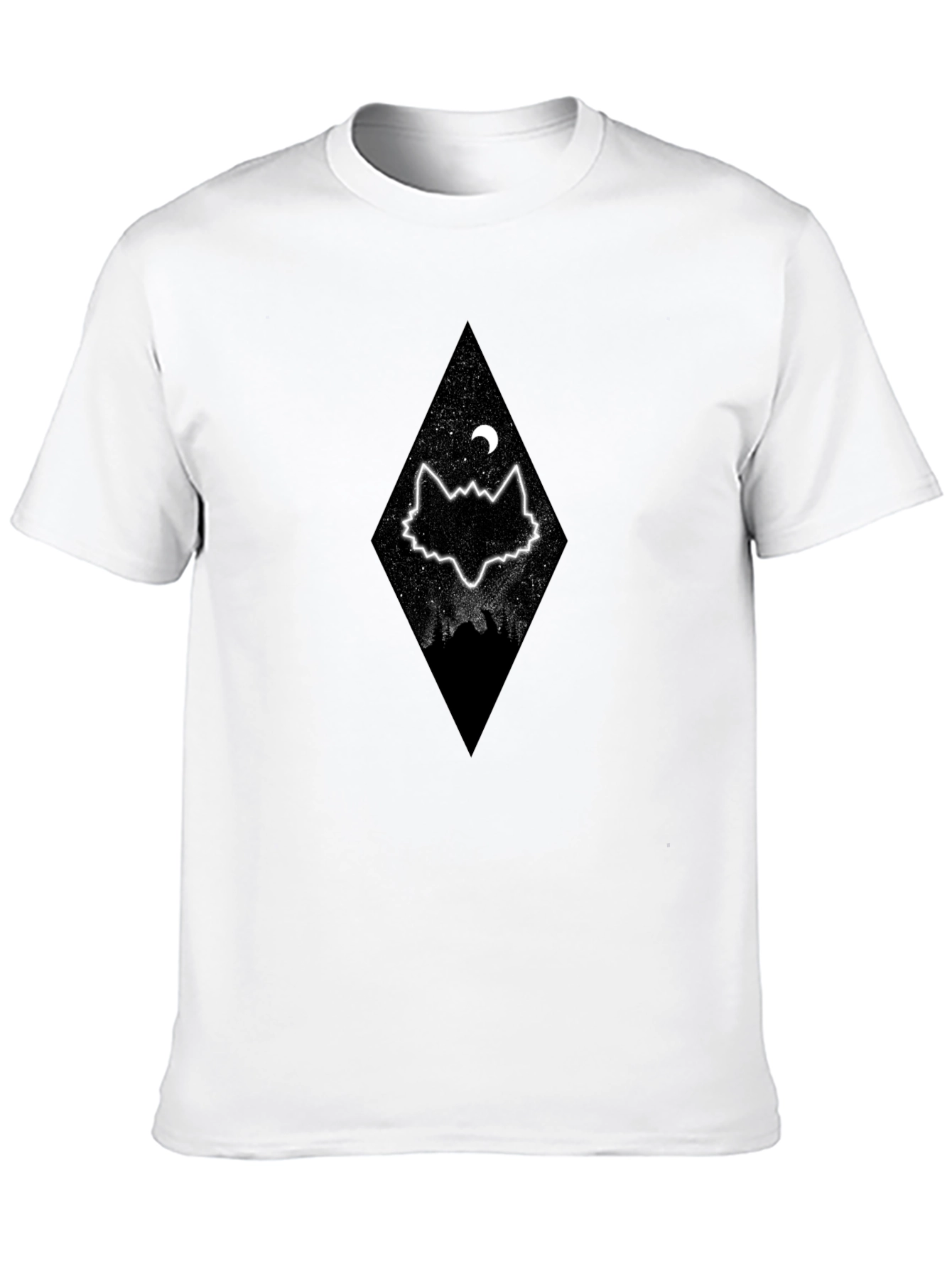 Wolf Moon Diamond Graphic Tee - Stylish Black T-Shirt