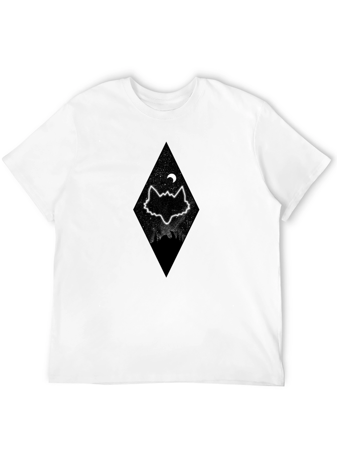 Wolf Moon Diamond Graphic Tee - Stylish Black T-Shirt
