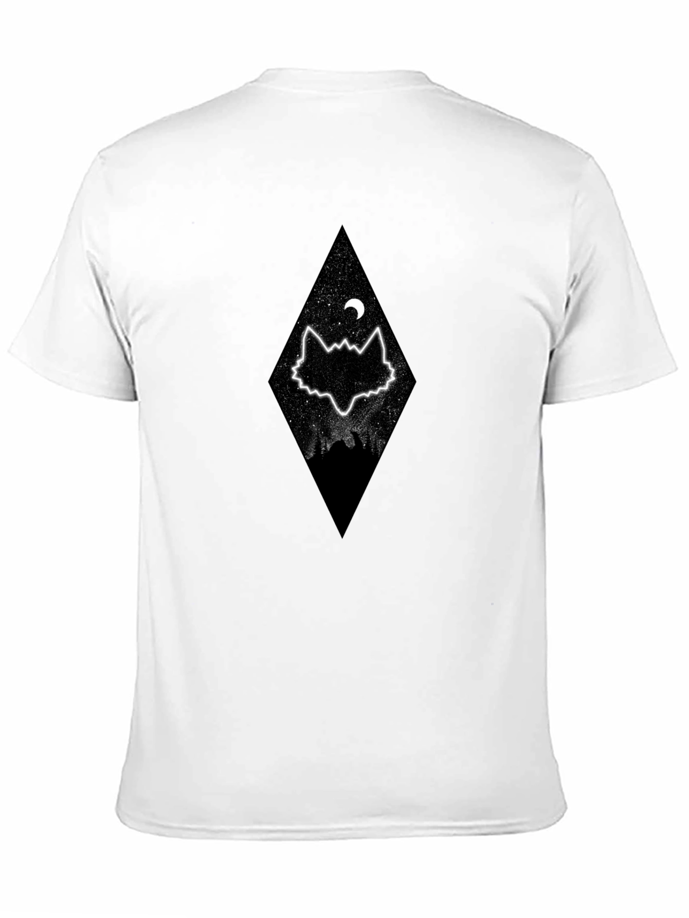 Wolf Moon Diamond Graphic Tee - Stylish Black T-Shirt