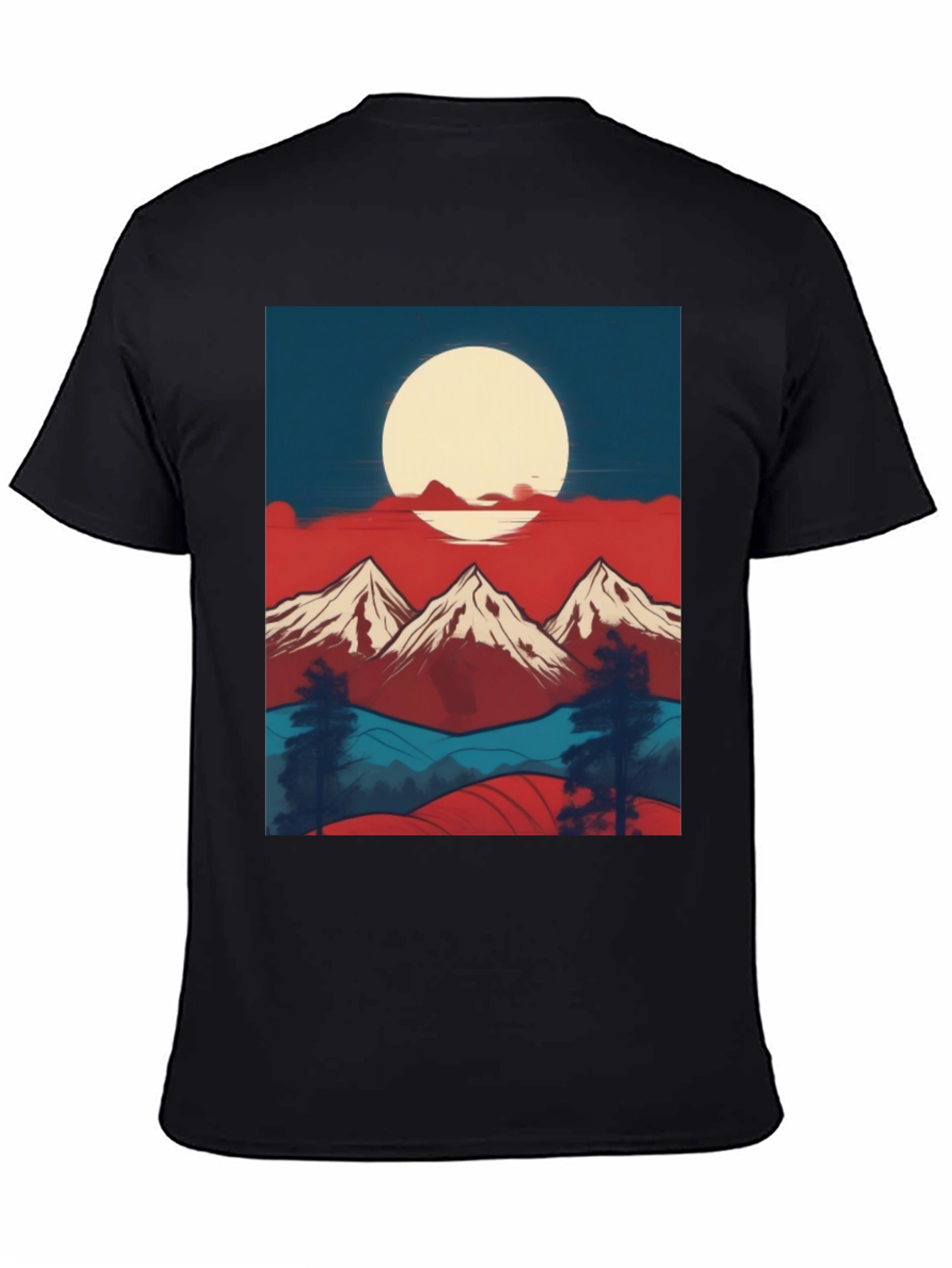 Mountain Sunset Graphic Tee - Black Casual Shirt