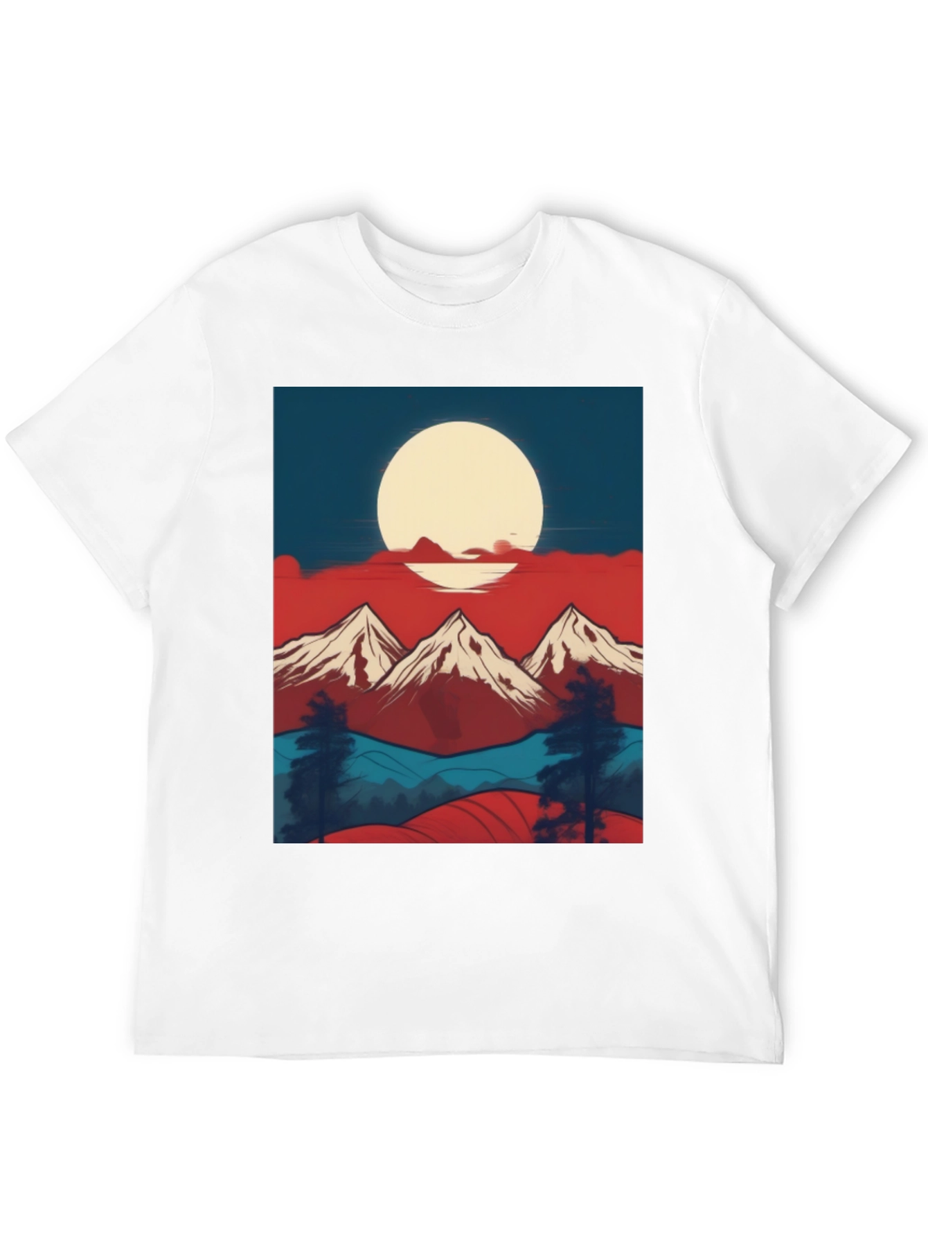 Mountain Sunset Graphic Tee - Black Casual Shirt