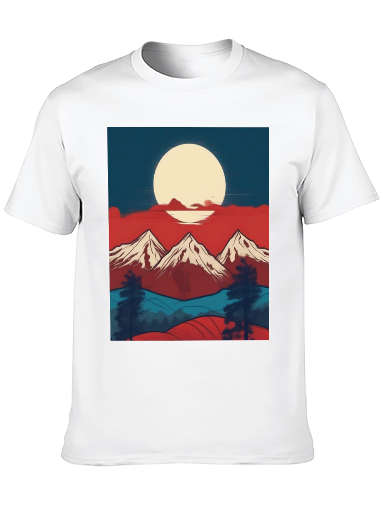 Mountain Sunset Graphic Tee - Black Casual Shirt