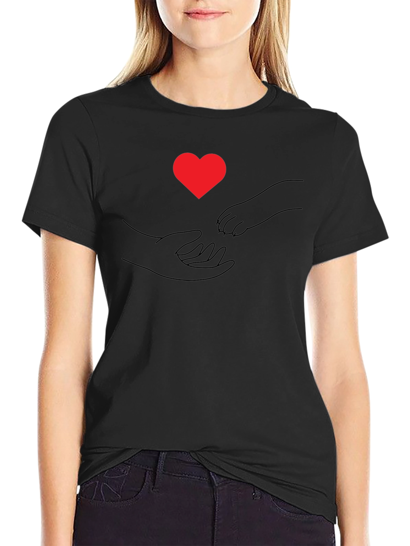 Paw Print Heart T-Shirt - Connecting Souls