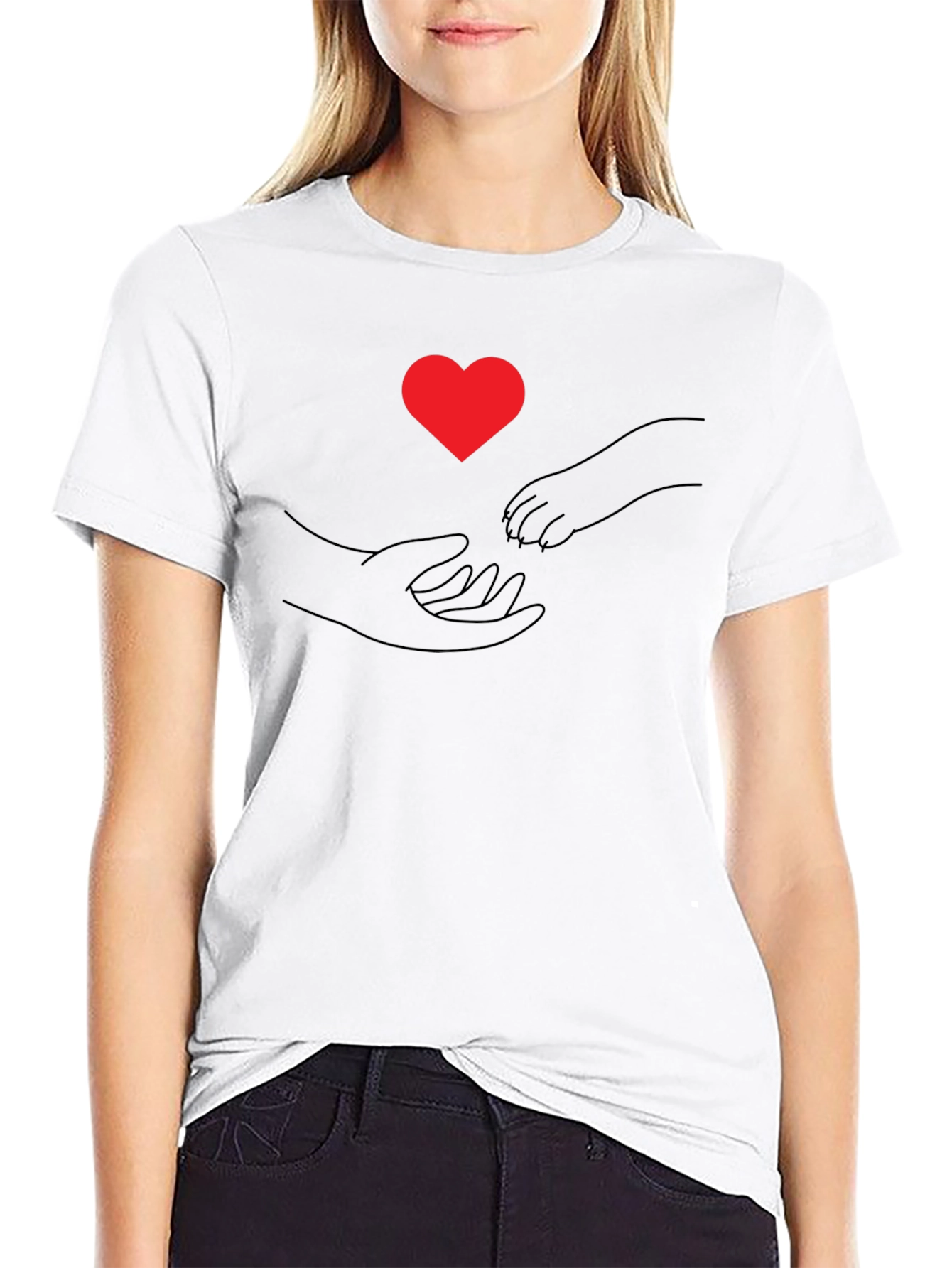 Paw Print Heart T-Shirt - Connecting Souls