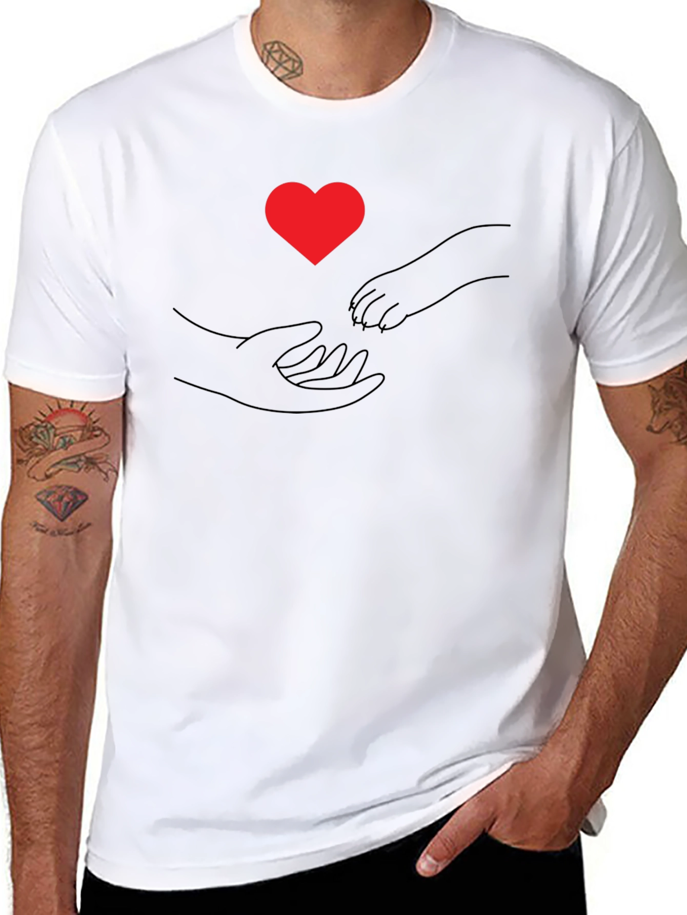 Paw Print Heart T-Shirt - Connecting Souls