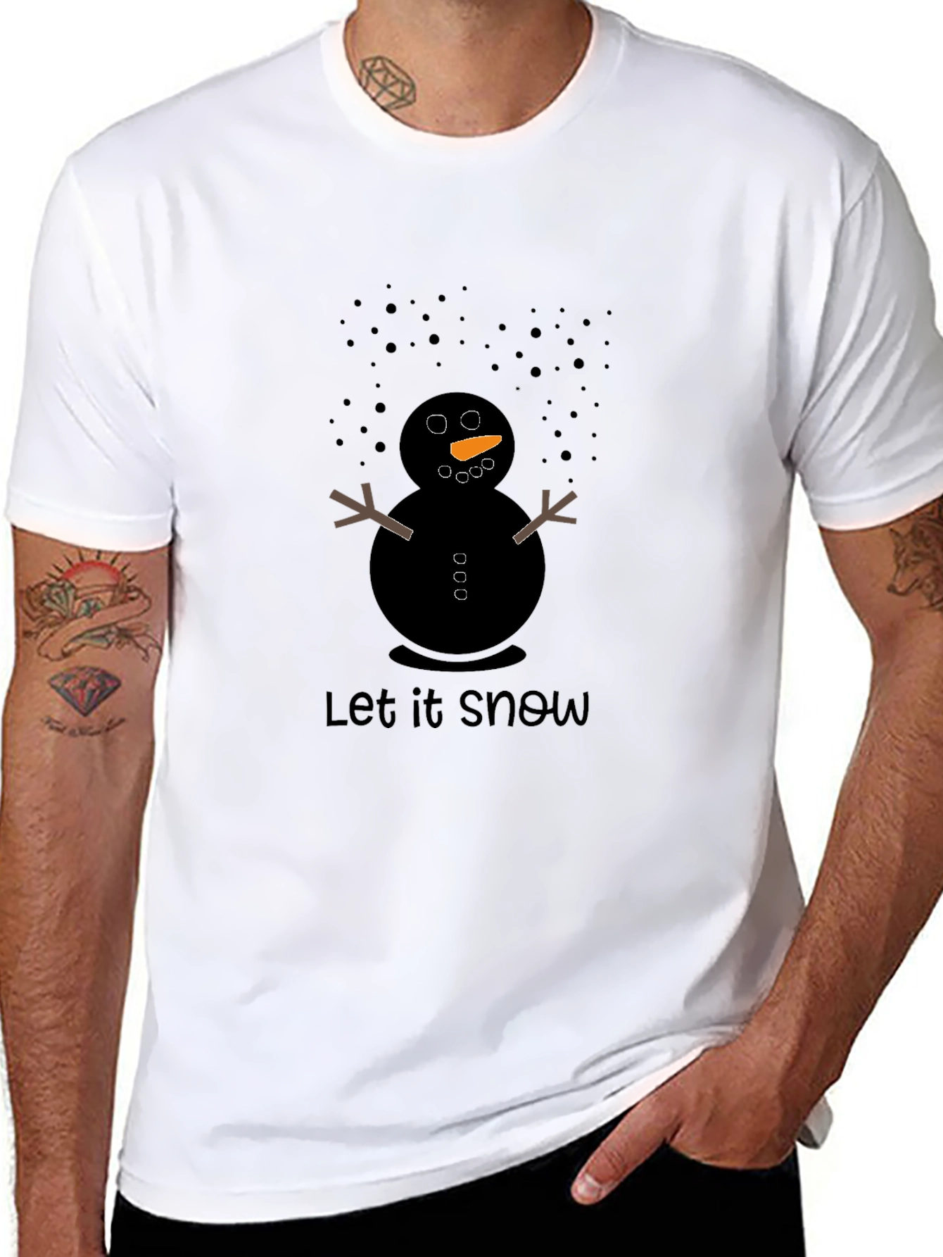 Let it Snow Snowman Black T-Shirt
