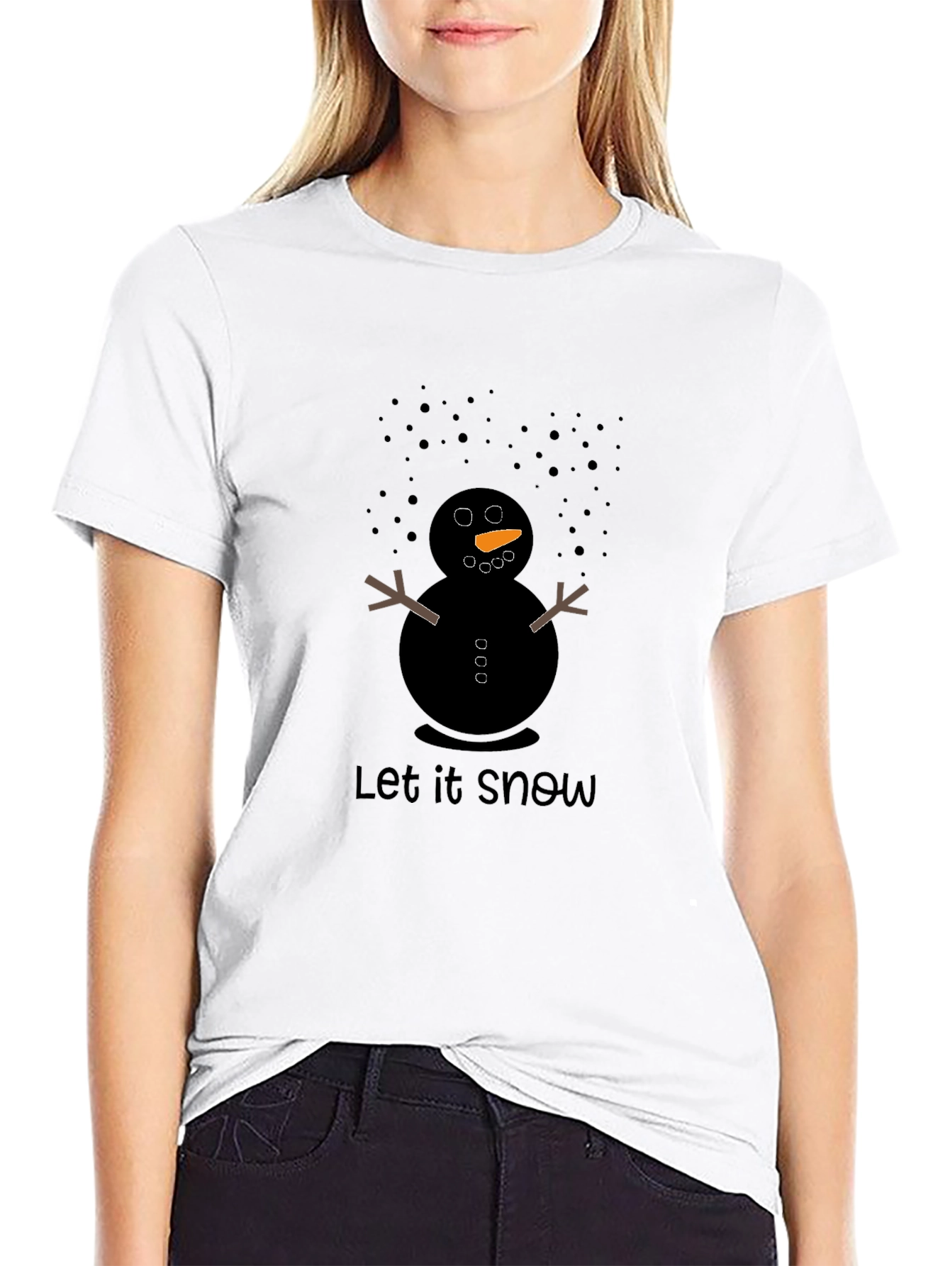 Let it Snow Snowman Black T-Shirt