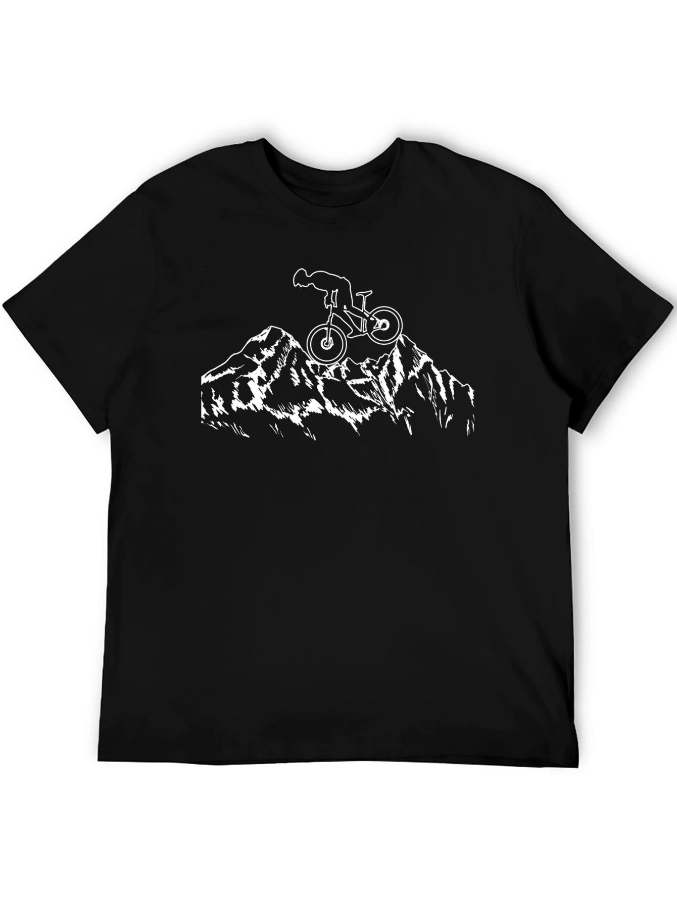 Mountain Biker Tee - Black Cotton Graphic T-Shirt