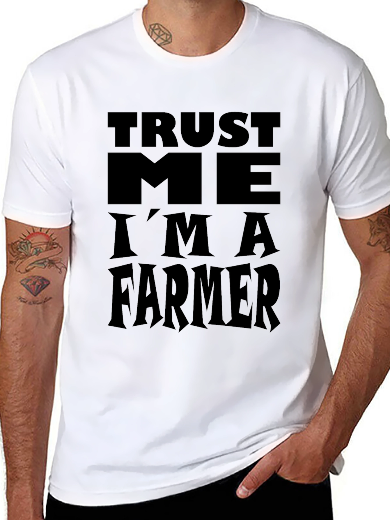 Trust Me Im A Farmer Black Graphic T-Shirt