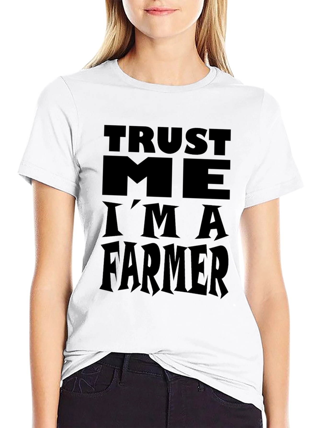 Trust Me Im A Farmer Black Graphic T-Shirt