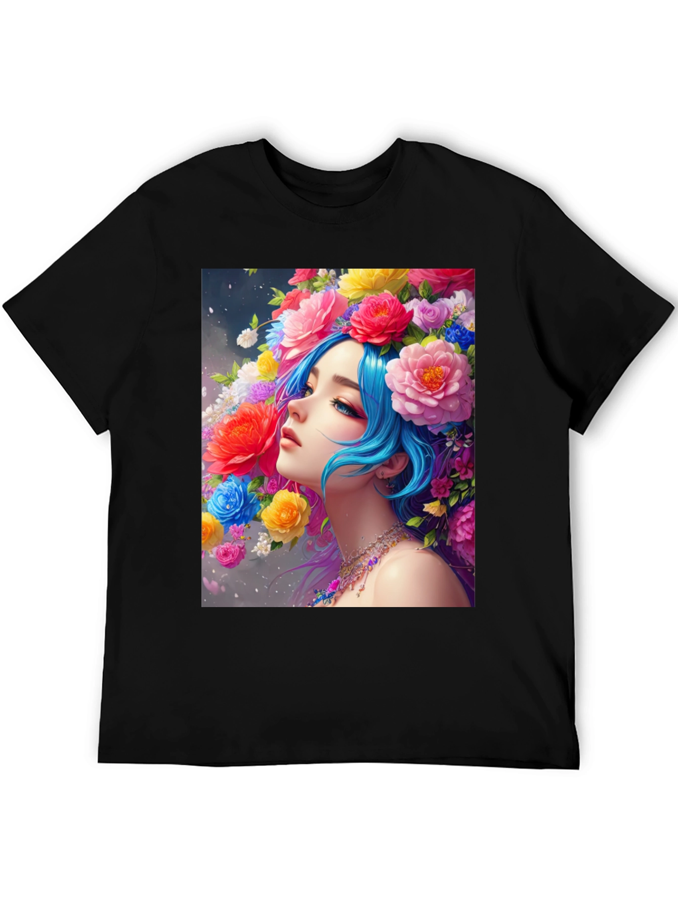Floral Portrait Black Tee
