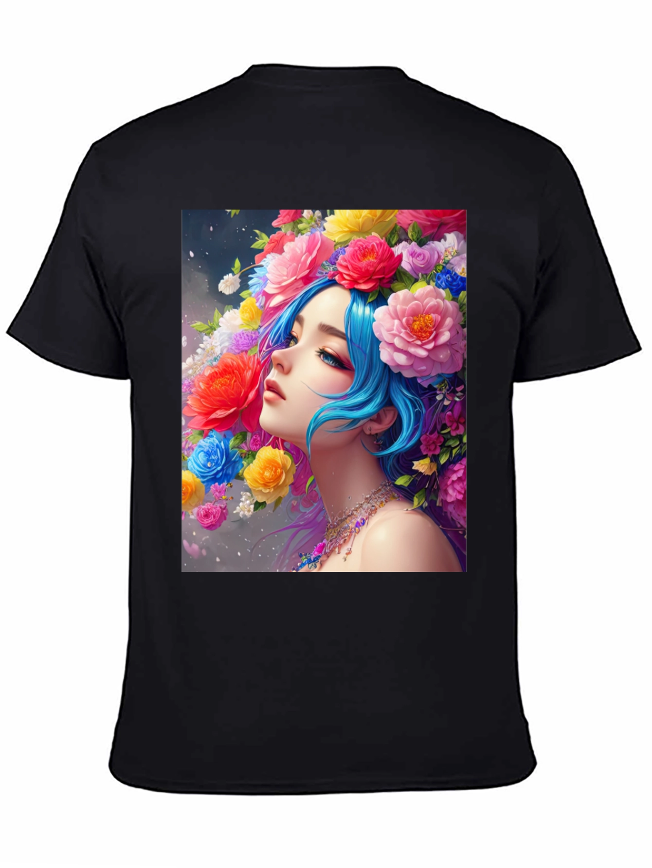 Floral Portrait Black Tee