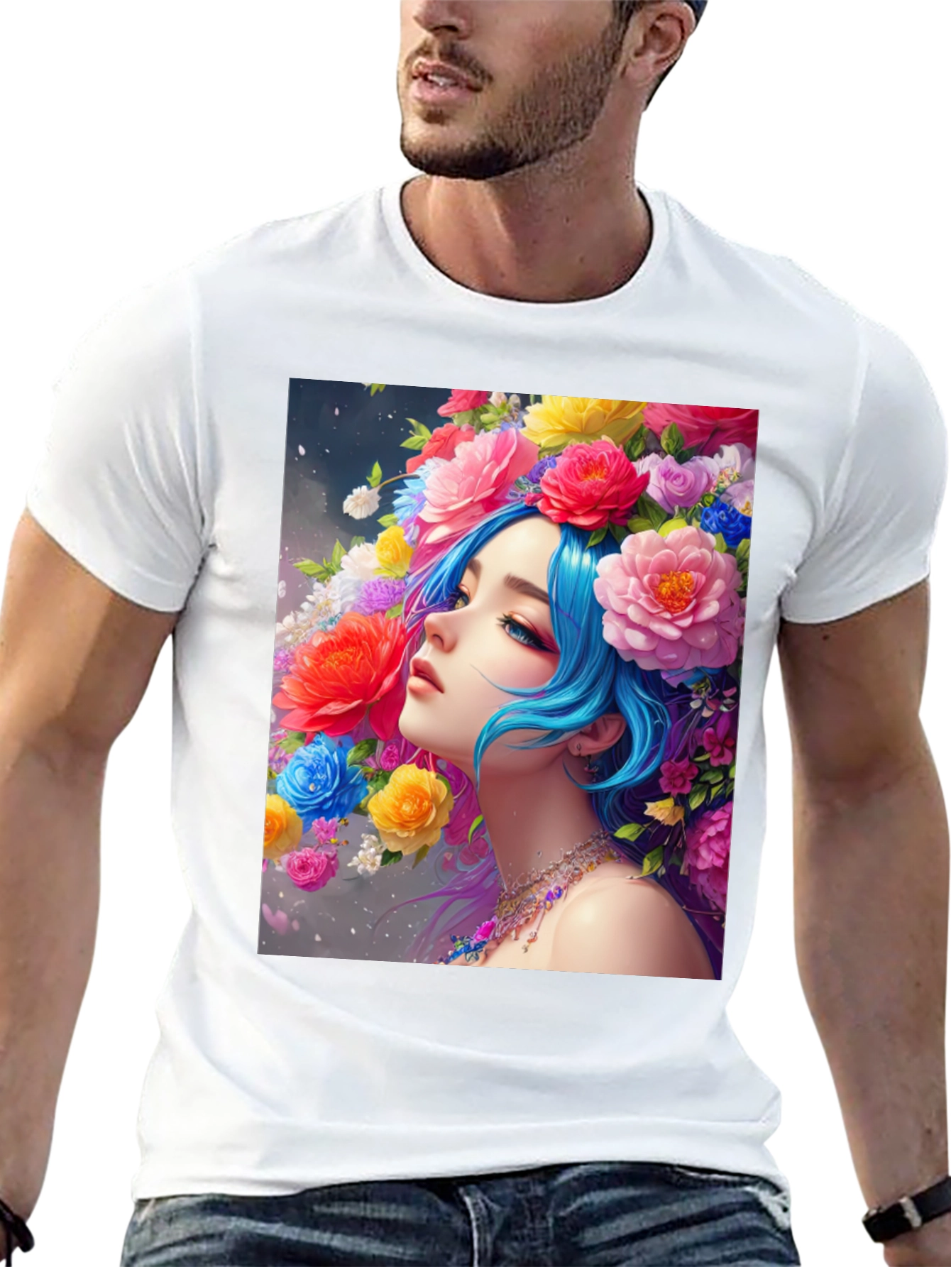 Floral Portrait Black Tee