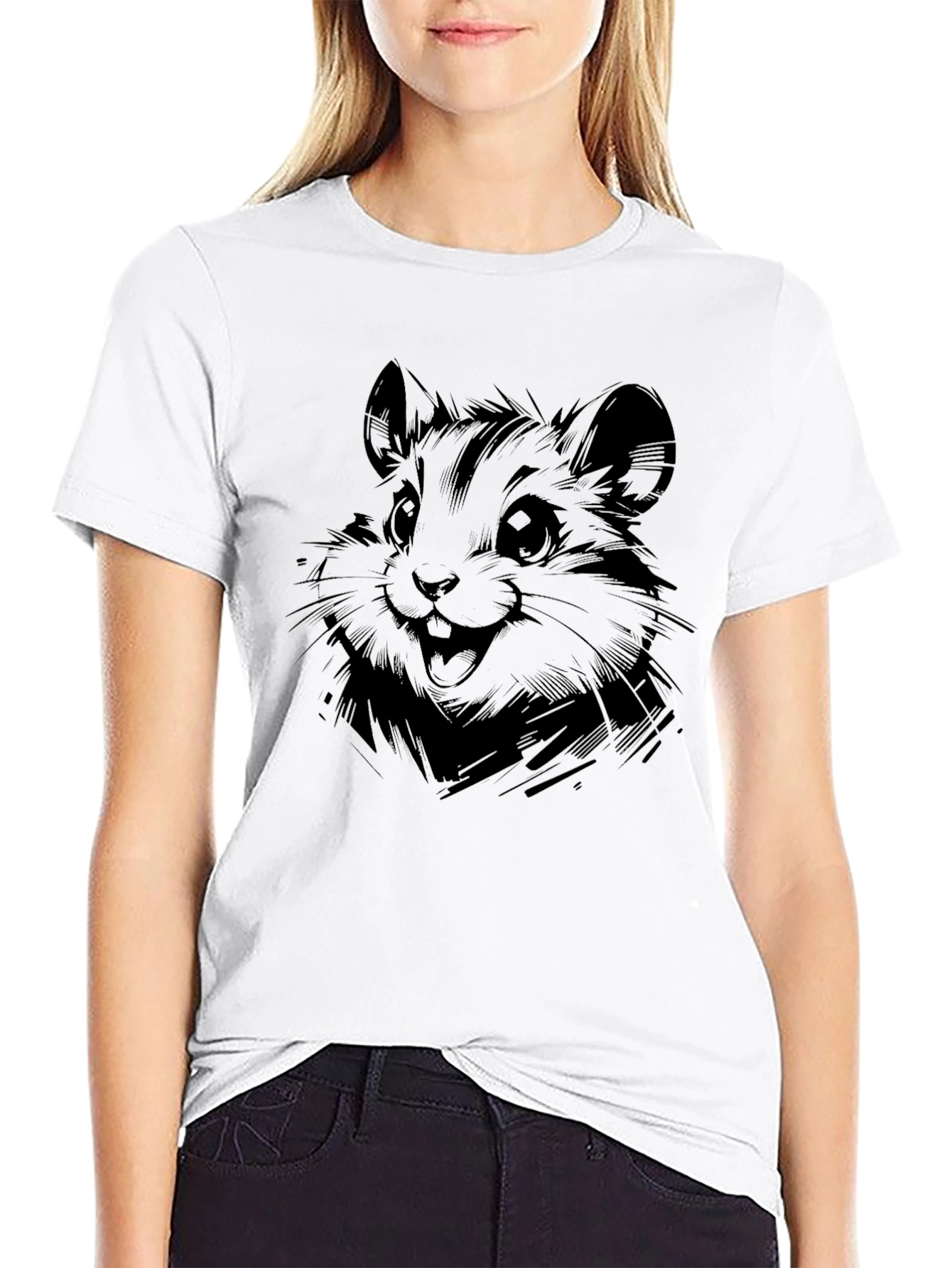 Cool Hamster Graphic Black T-Shirt