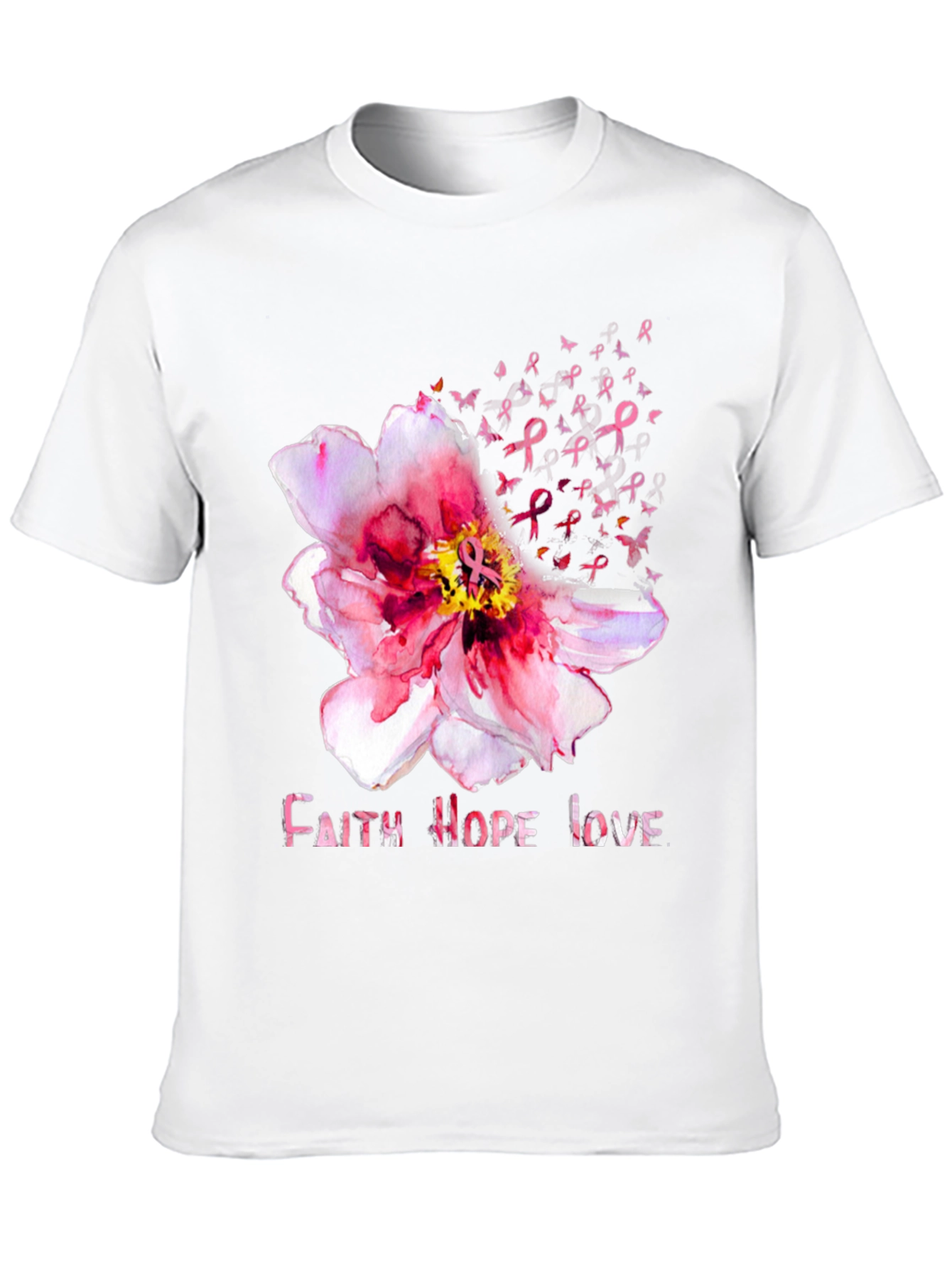Faith Hope Love Breast Cancer Awareness Tee