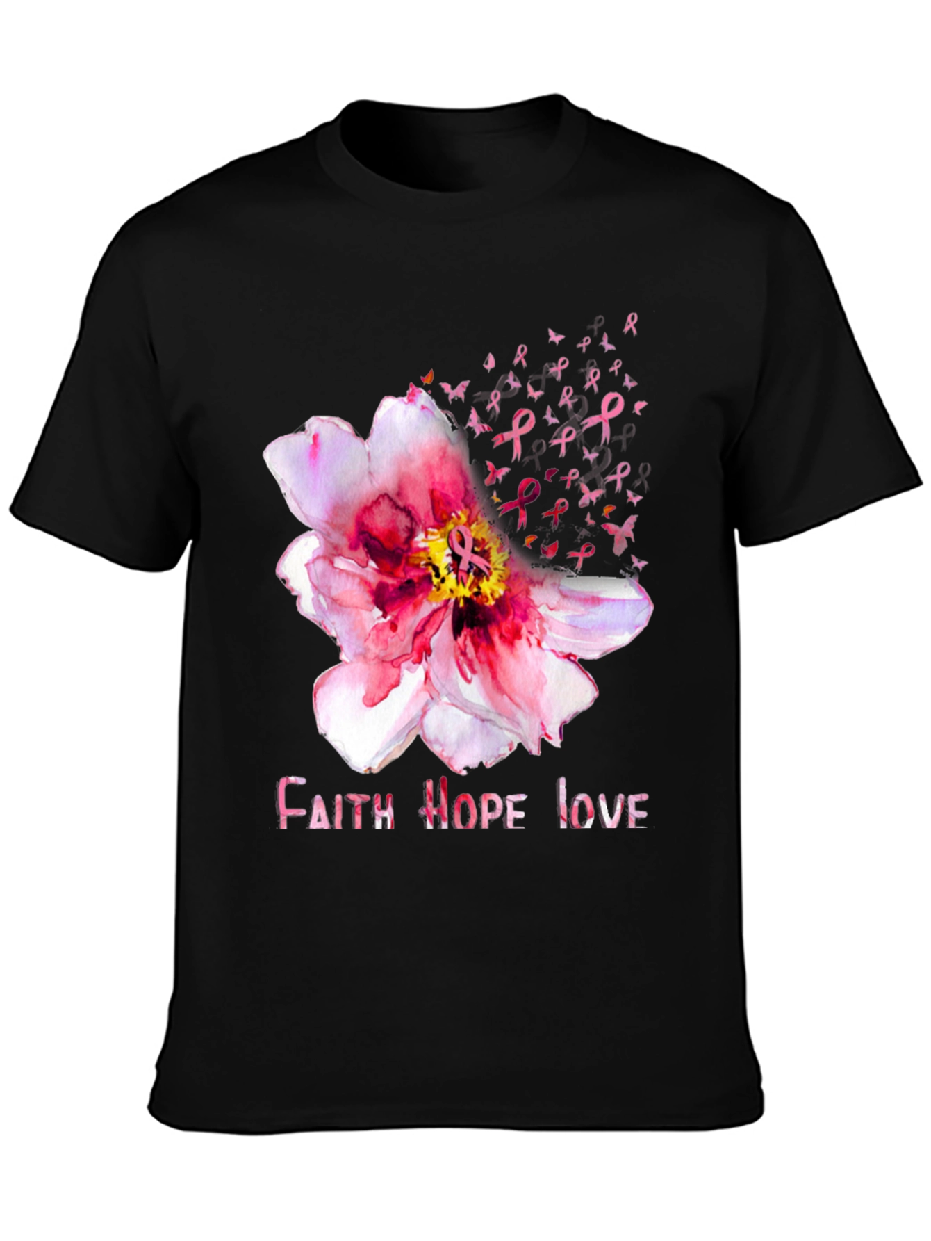 Faith Hope Love Breast Cancer Awareness Tee