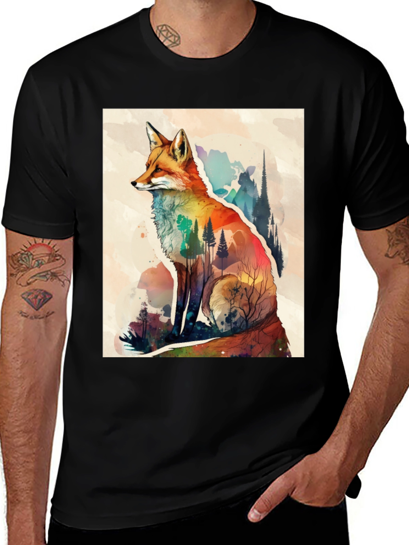 Fox Watercolor Graphic T-Shirt
