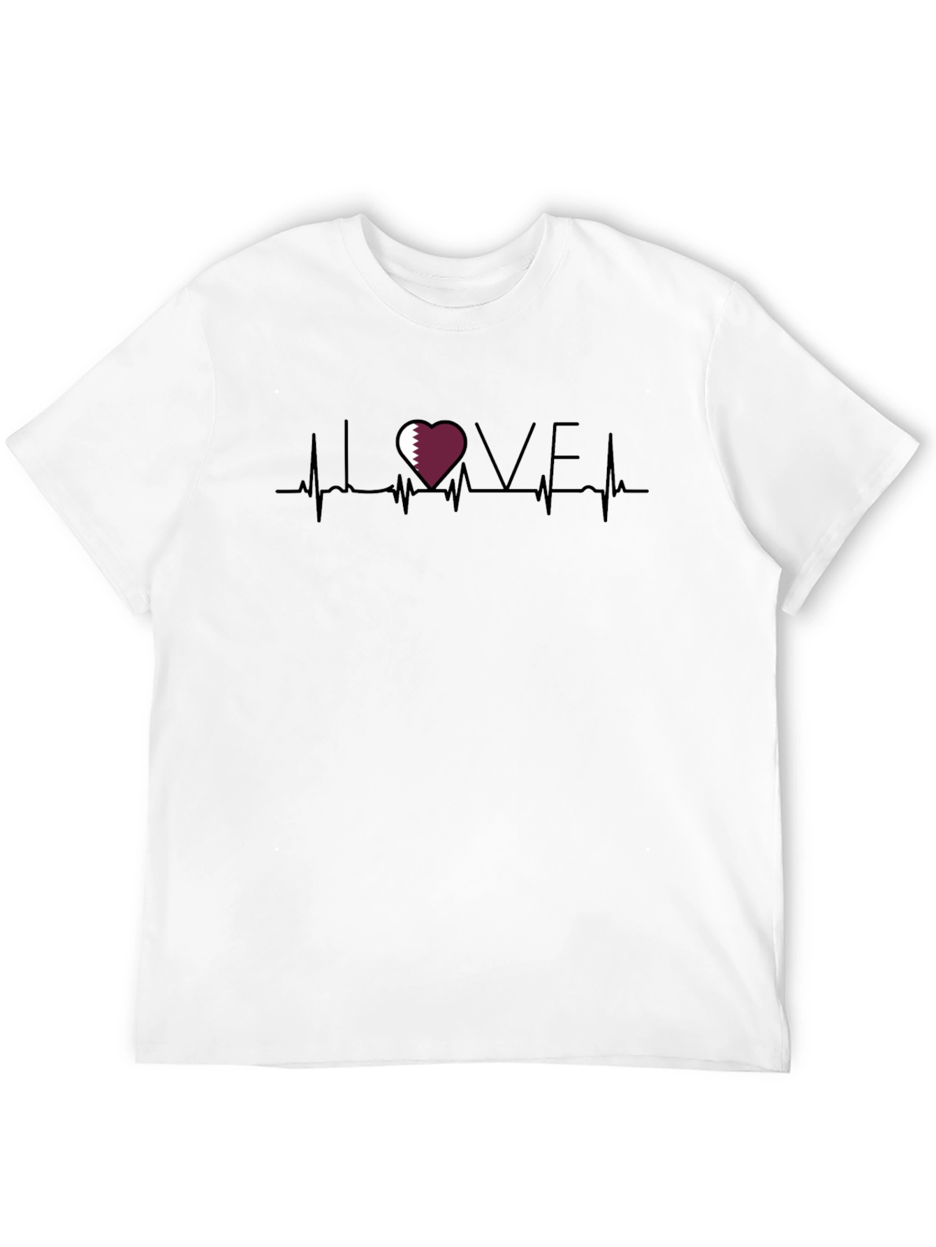 Qatar Love Heartbeat T-Shirt - Black