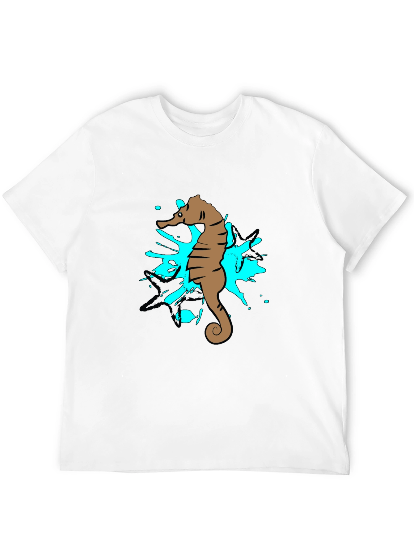 Seahorse Splash Graphic T-Shirt - Black Cotton Tee