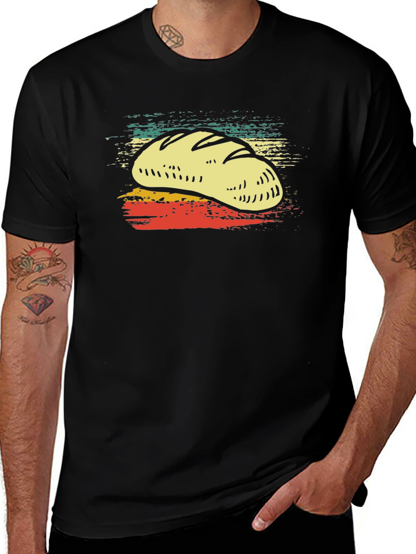 Retro Bread Lover T-Shirt - Black Tee
