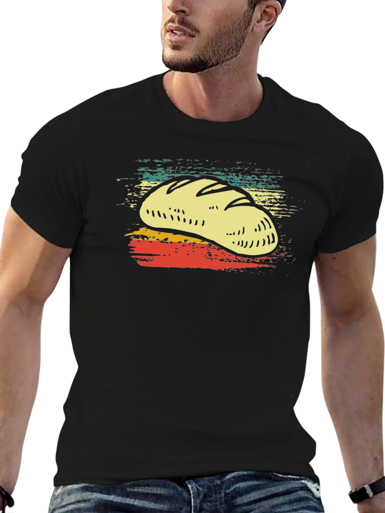 Retro Bread Lover T-Shirt - Black Tee