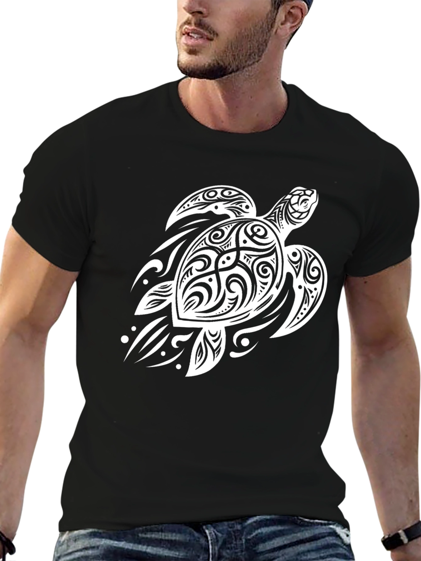 Tribal Turtle Graphic Tee - Black