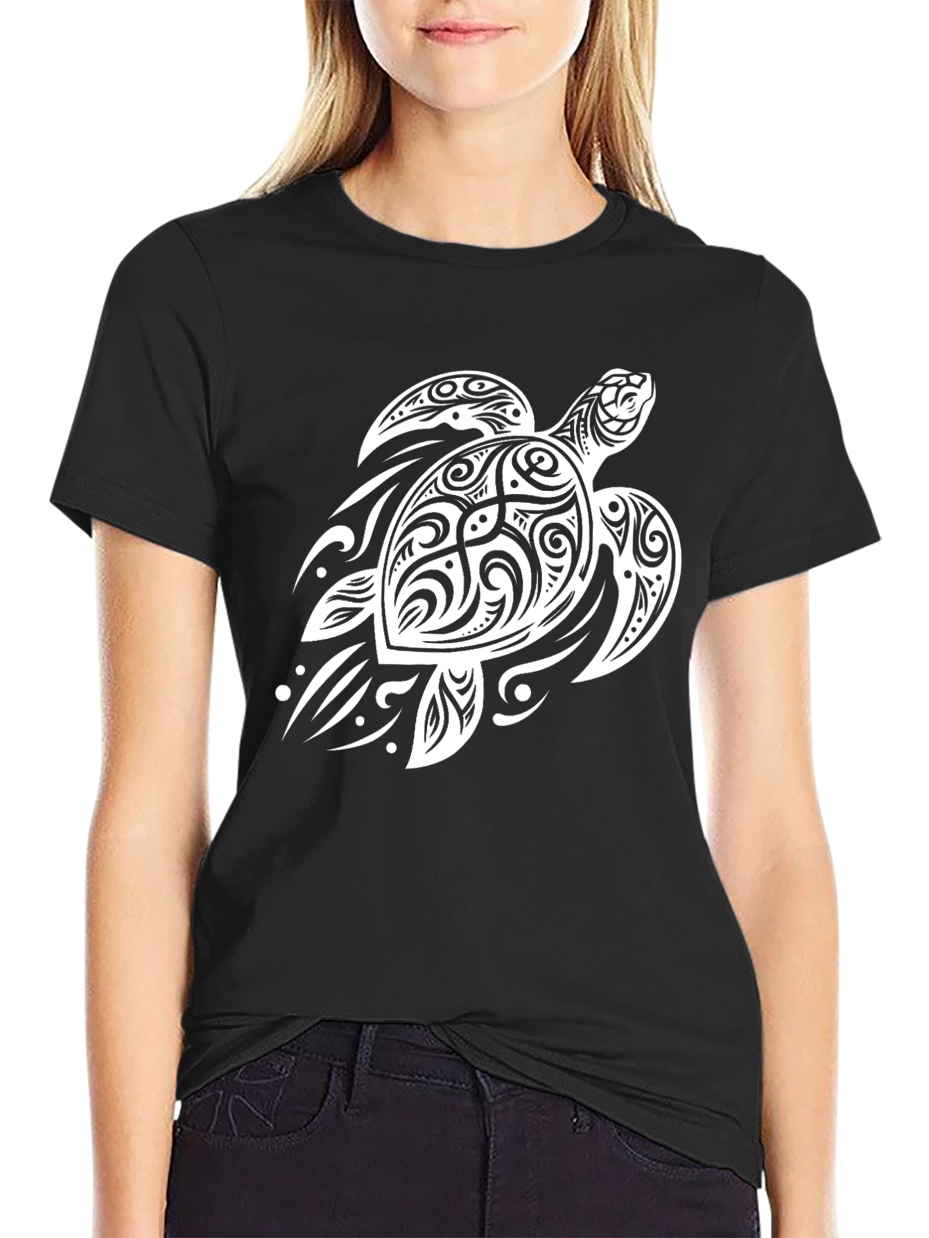 Tribal Turtle Graphic Tee - Black