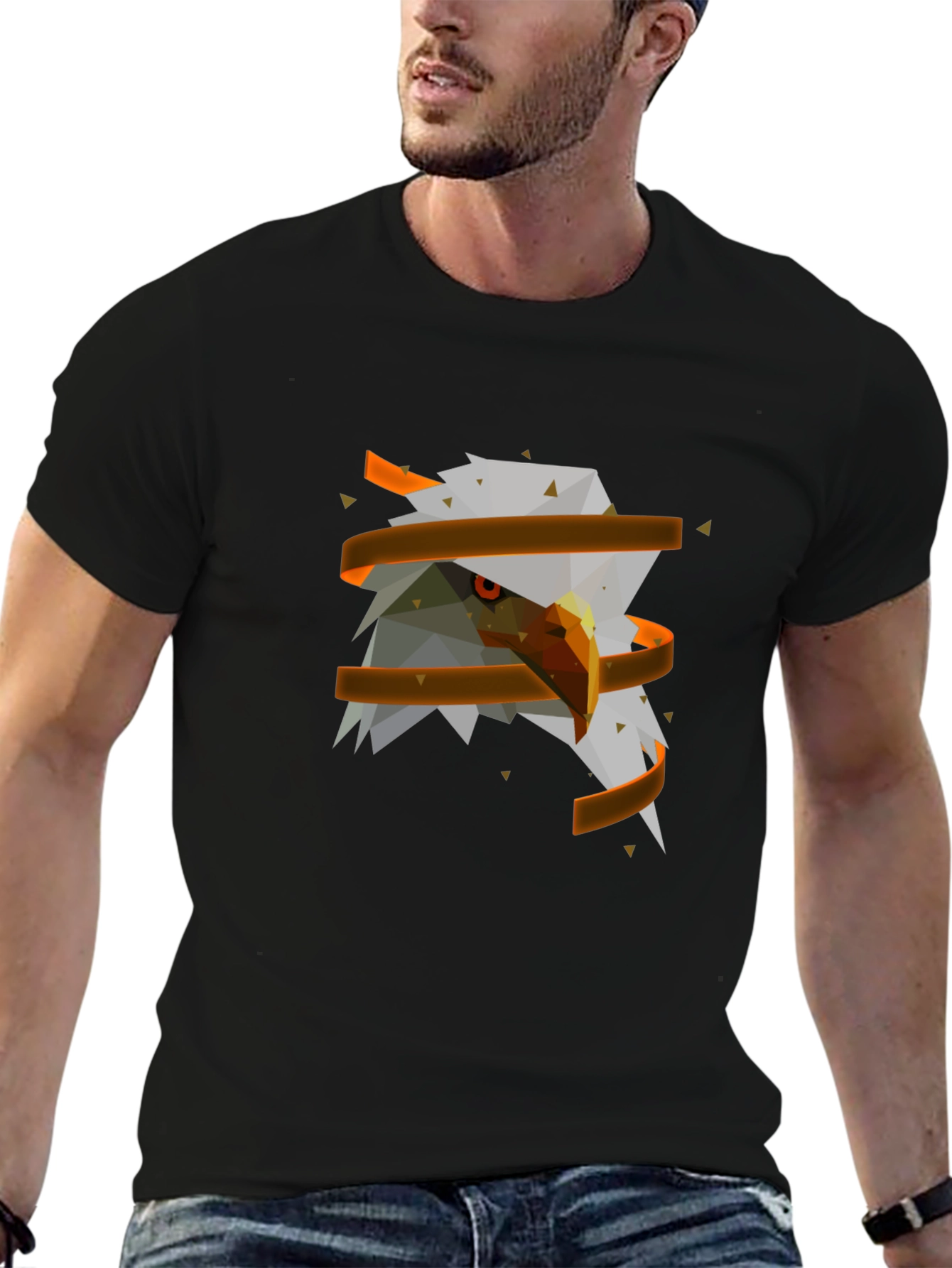 Geometric Eagle Head Graphic Tee - Modern Streetwear