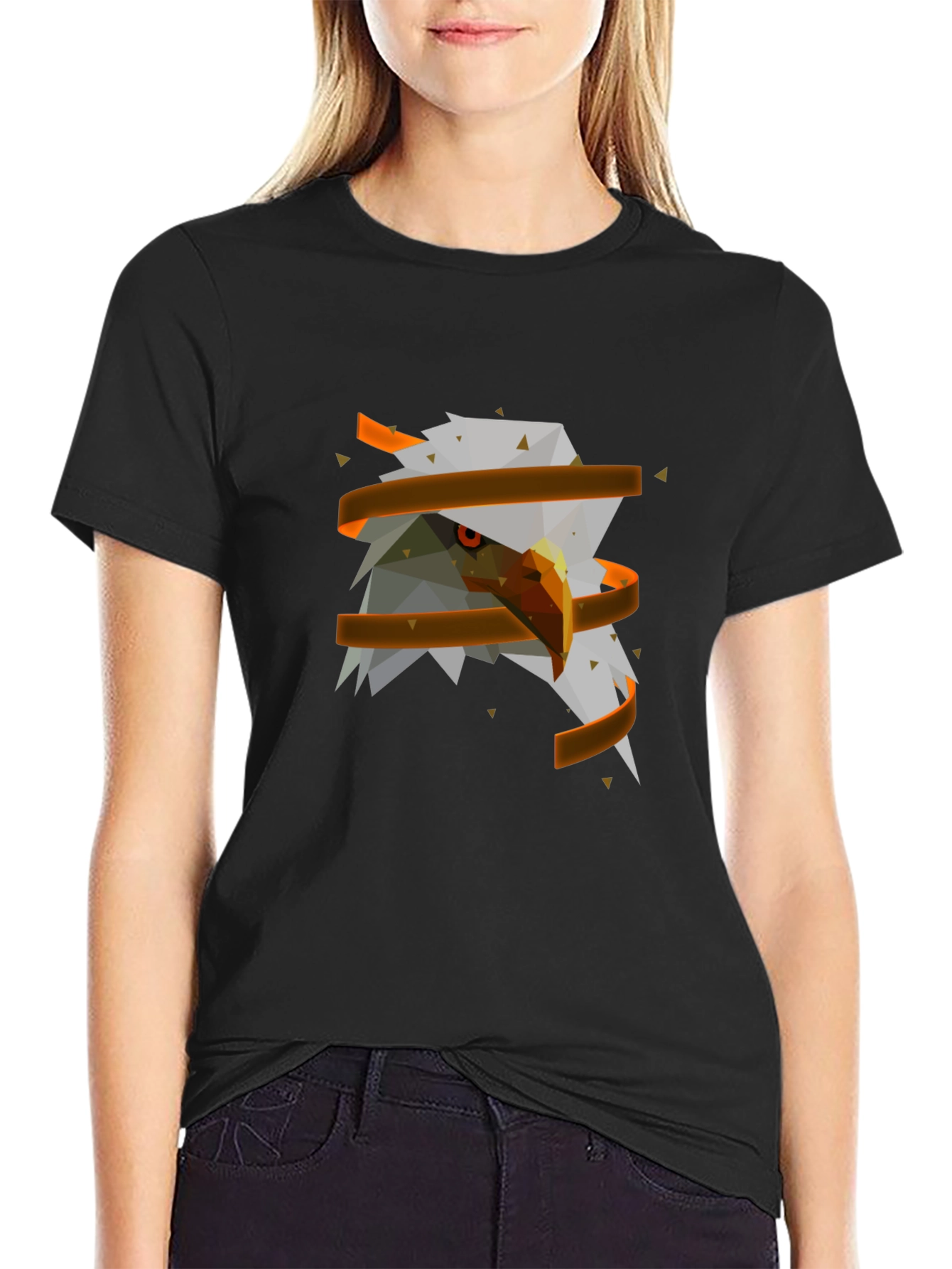Geometric Eagle Head Graphic Tee - Modern Streetwear