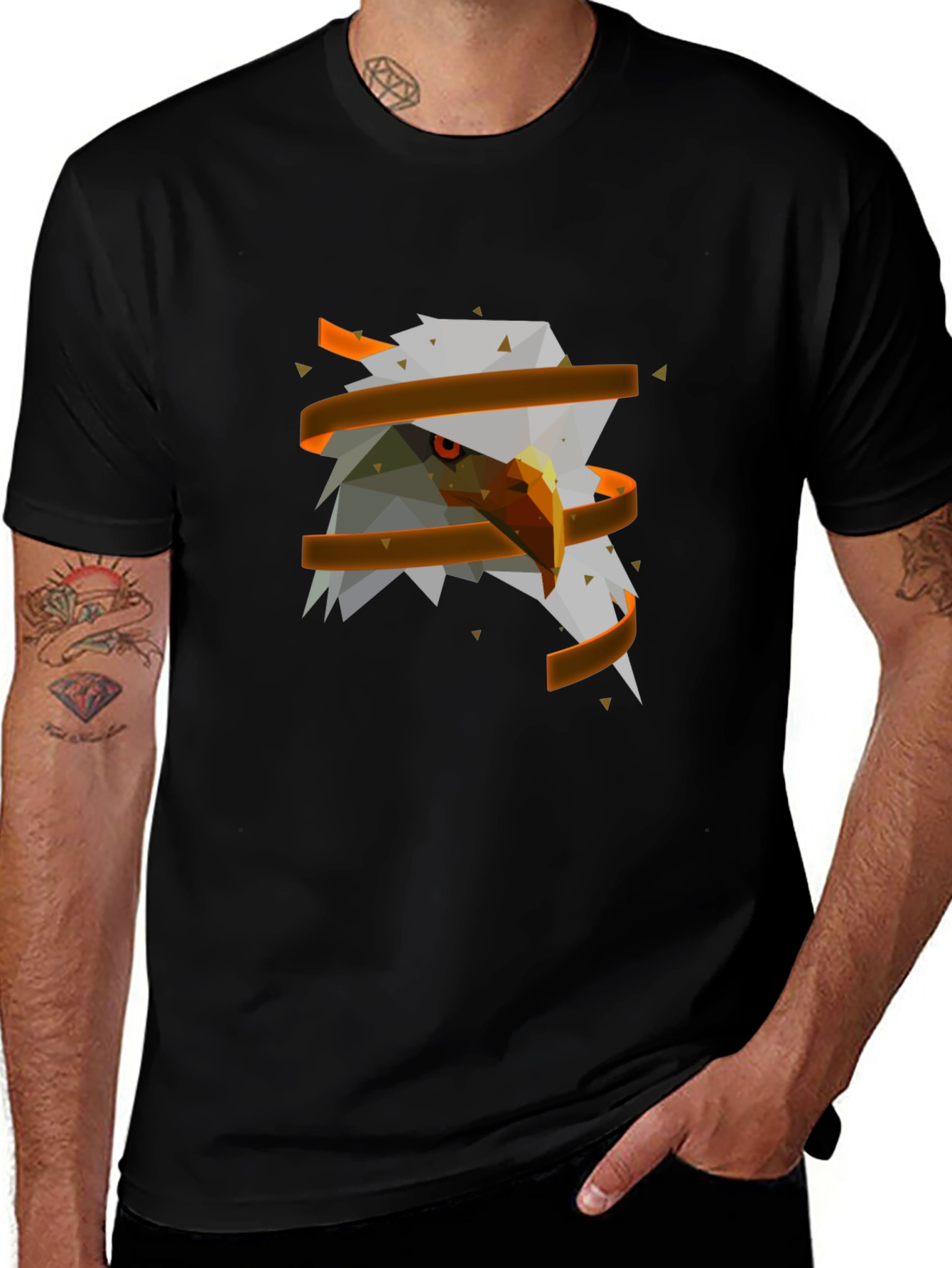 Geometric Eagle Head Graphic Tee - Modern Streetwear