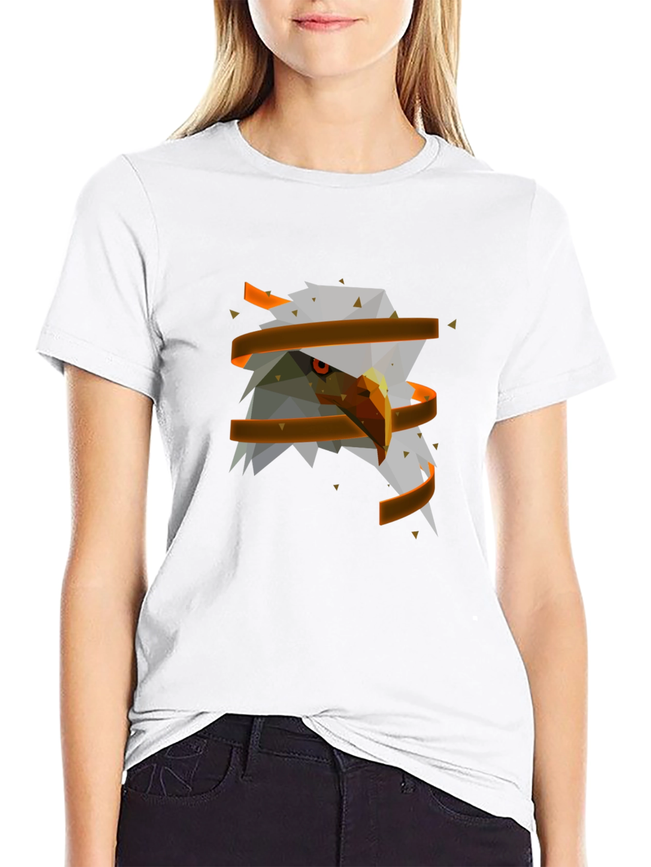 Geometric Eagle Head Graphic Tee - Modern Streetwear